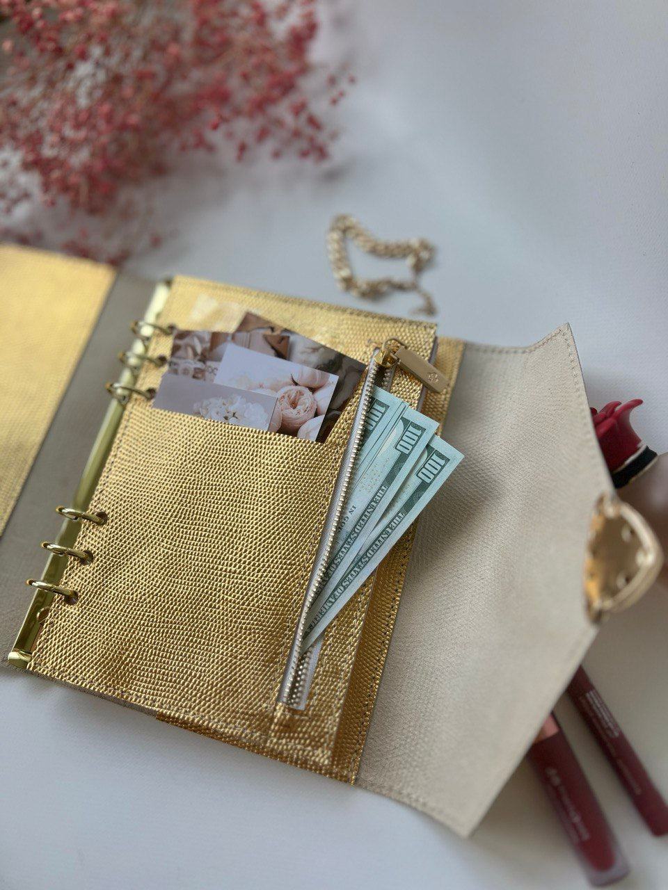 Gold leather planner A5