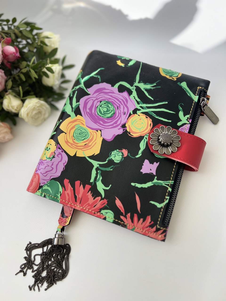 Cyprus, Limassol Flowers leather planner A5