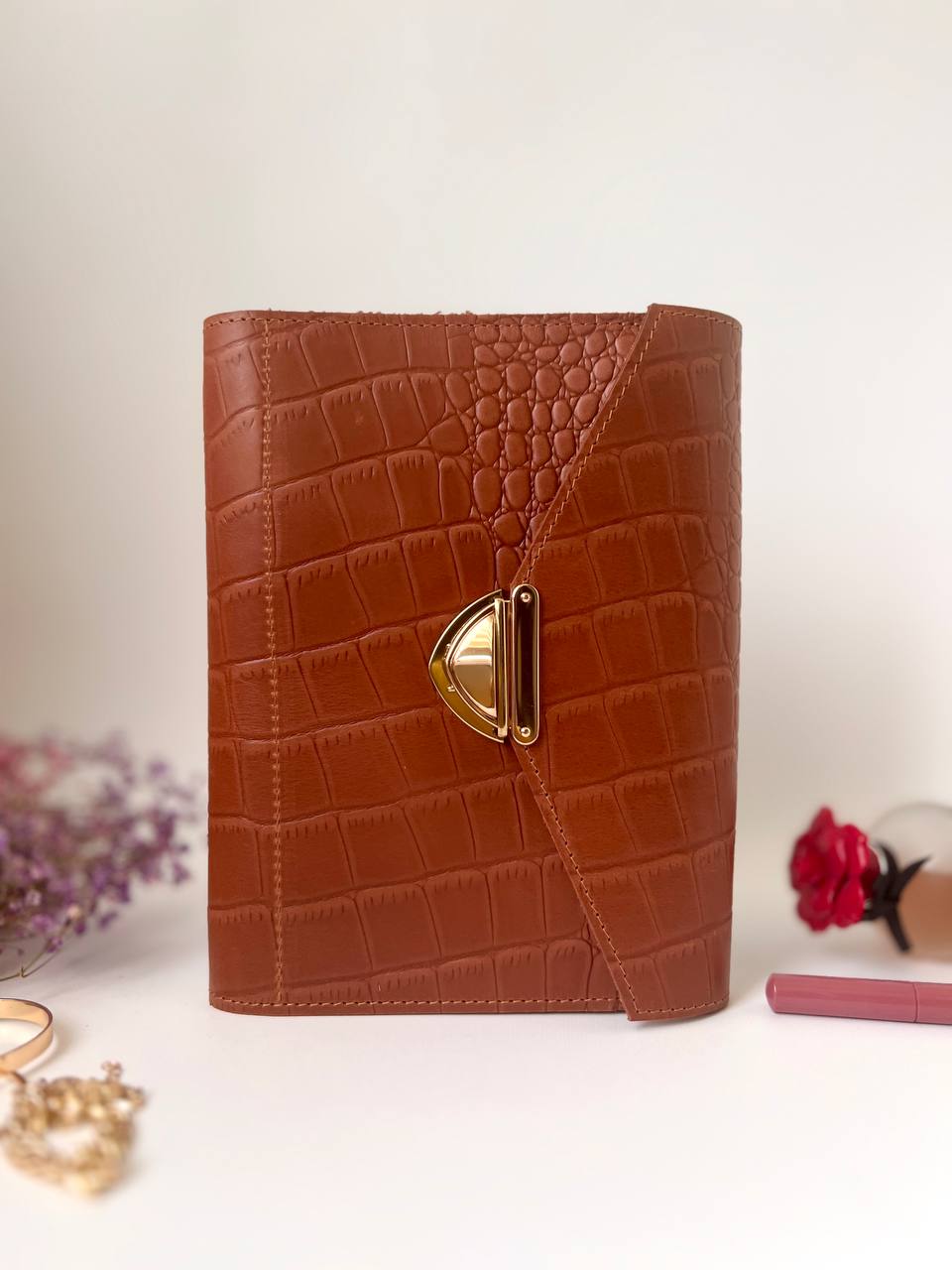 Brown leather notebook cover A5
