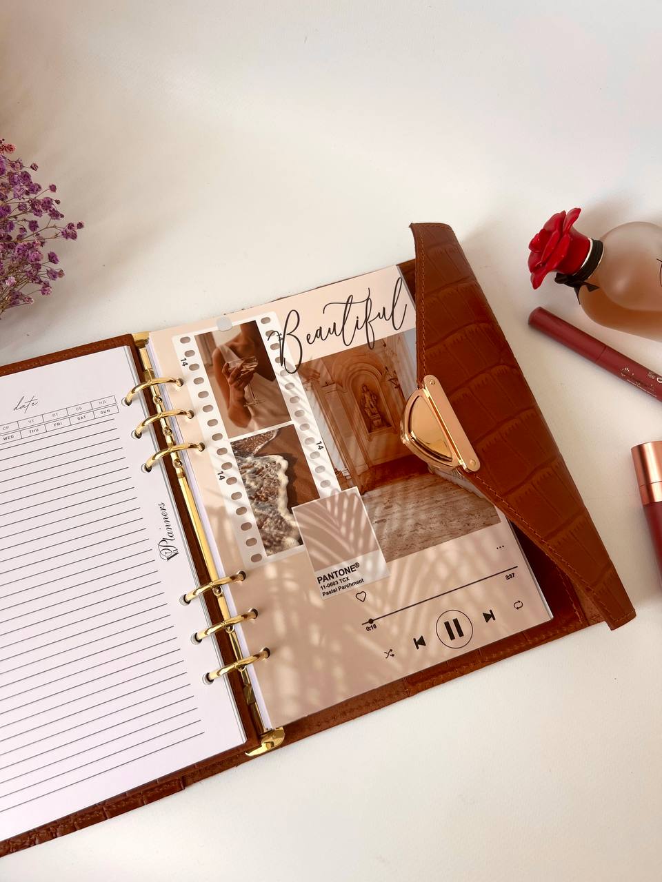 Brown leather notebook cover A5