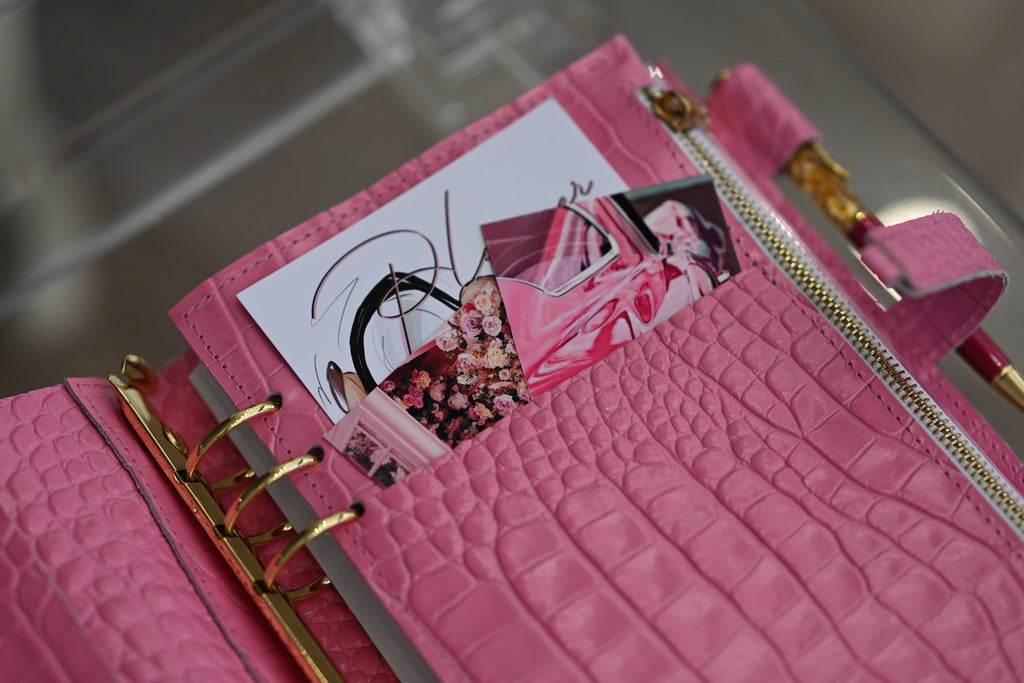Cyprus , Limassol. Pink leather planner A5 with secret lock