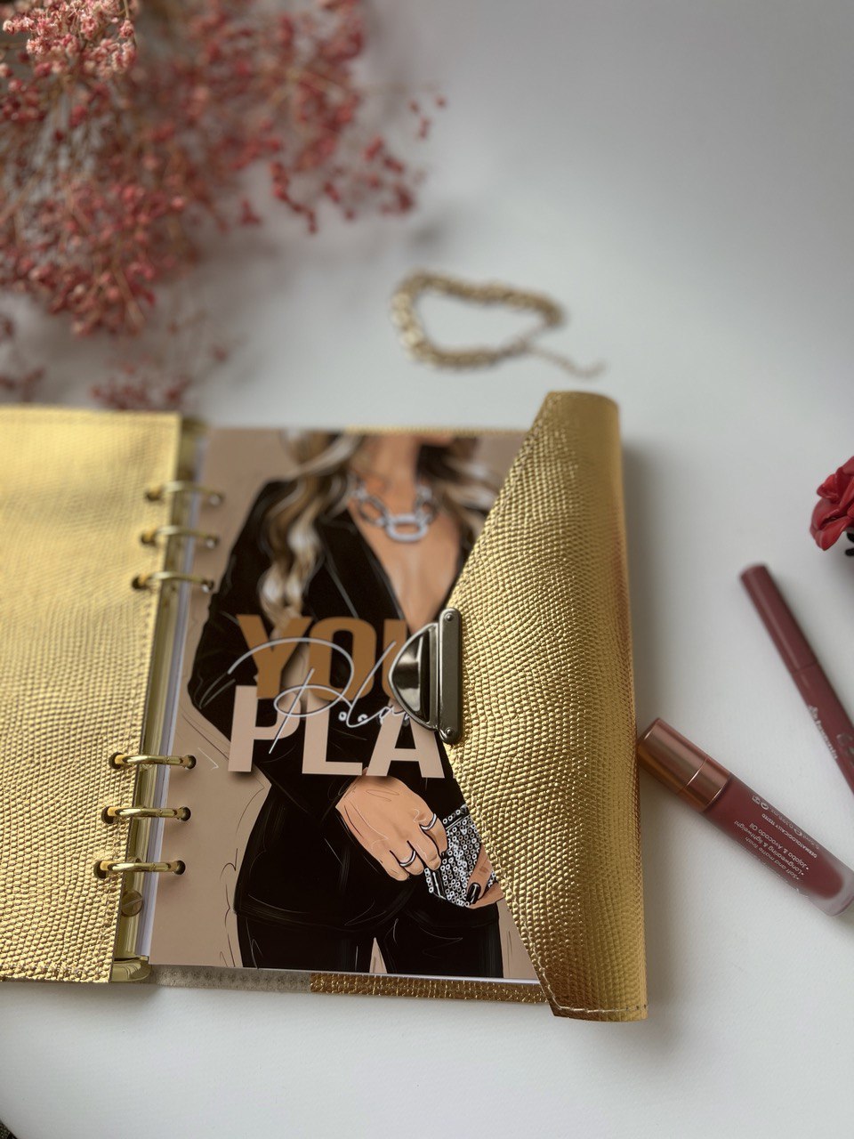 Gold leather planner A5
