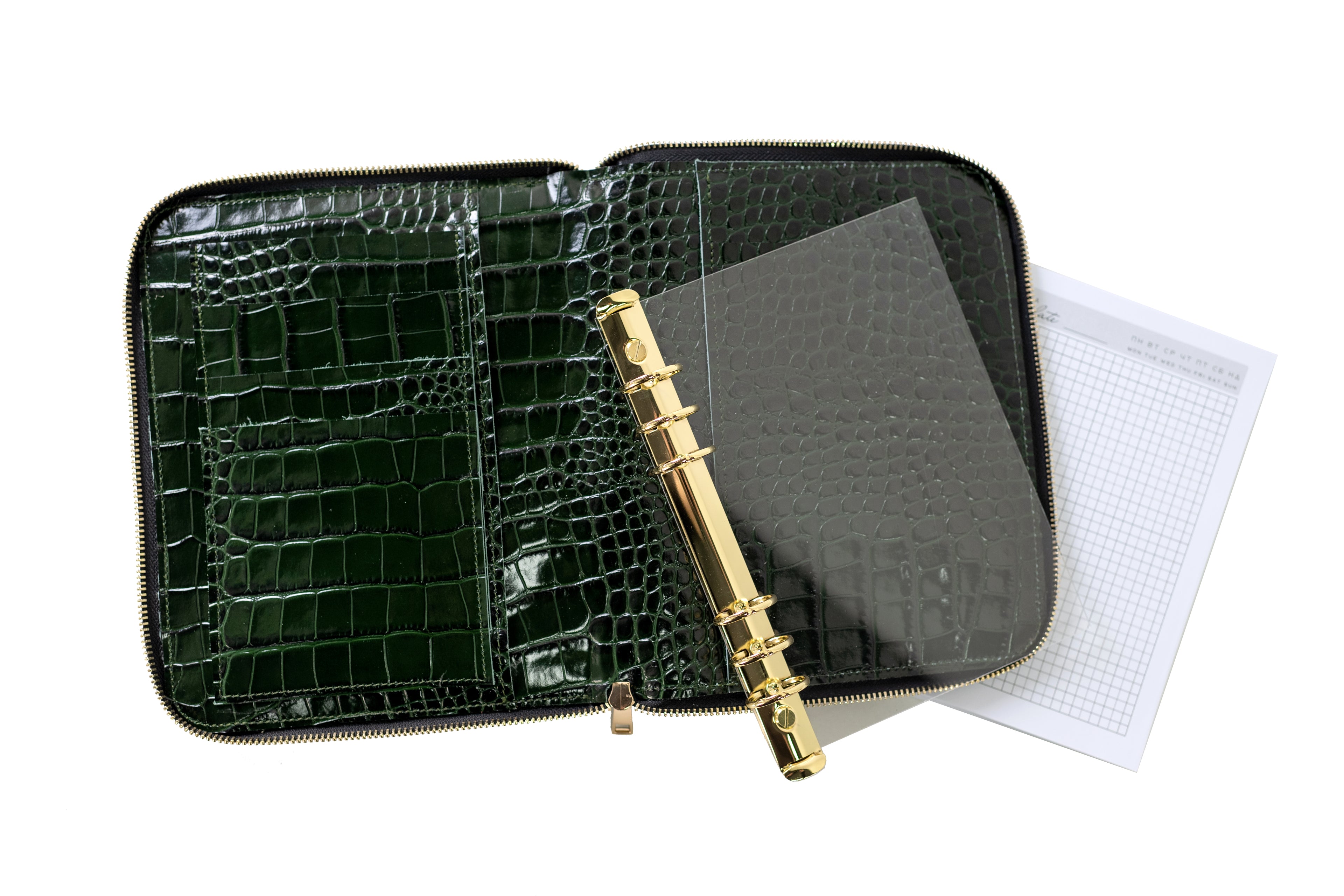 Bag'planner. Double zippered leather planner organizer A5.