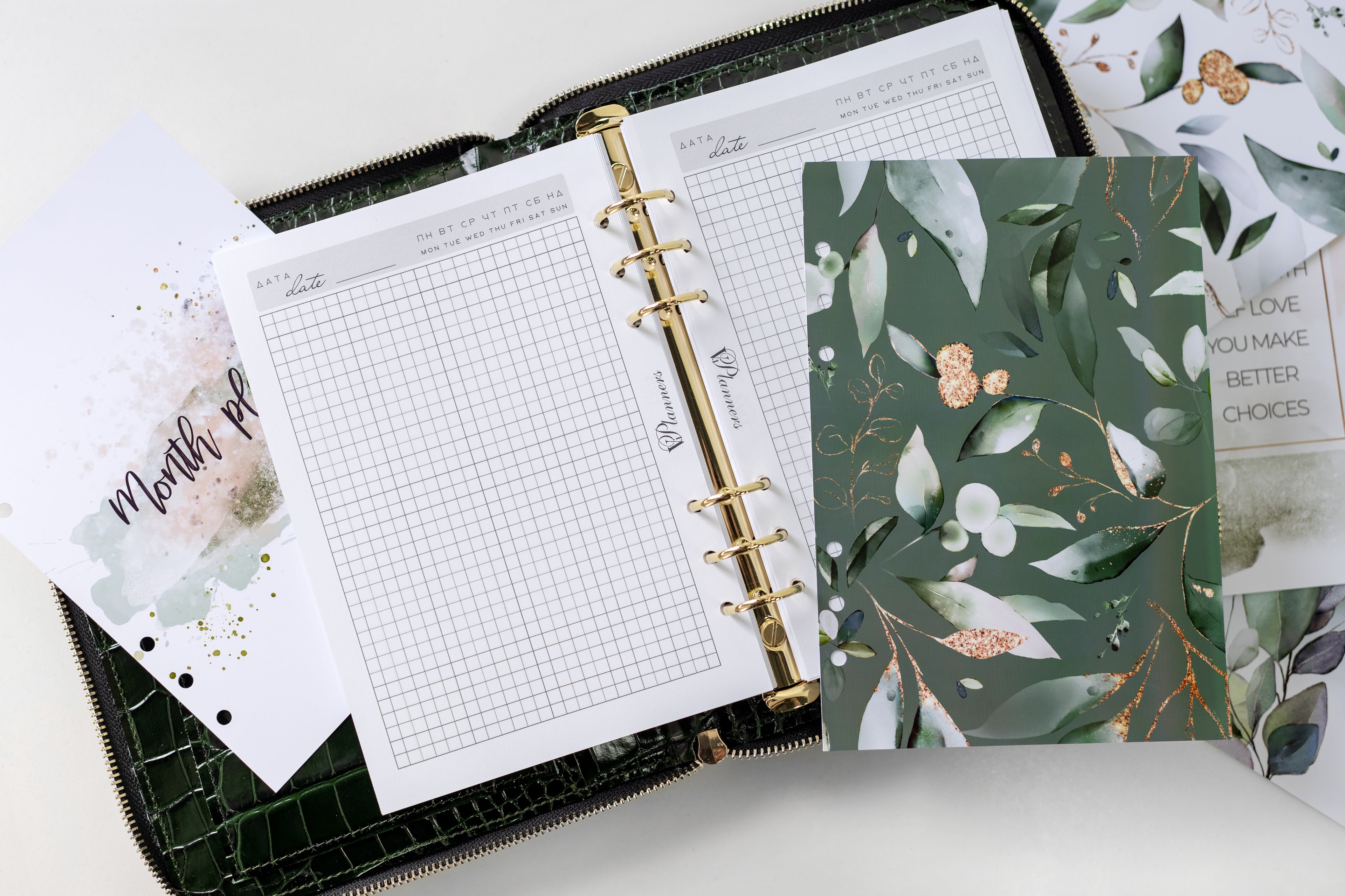 Bag'planner. Double zippered leather planner organizer A5.