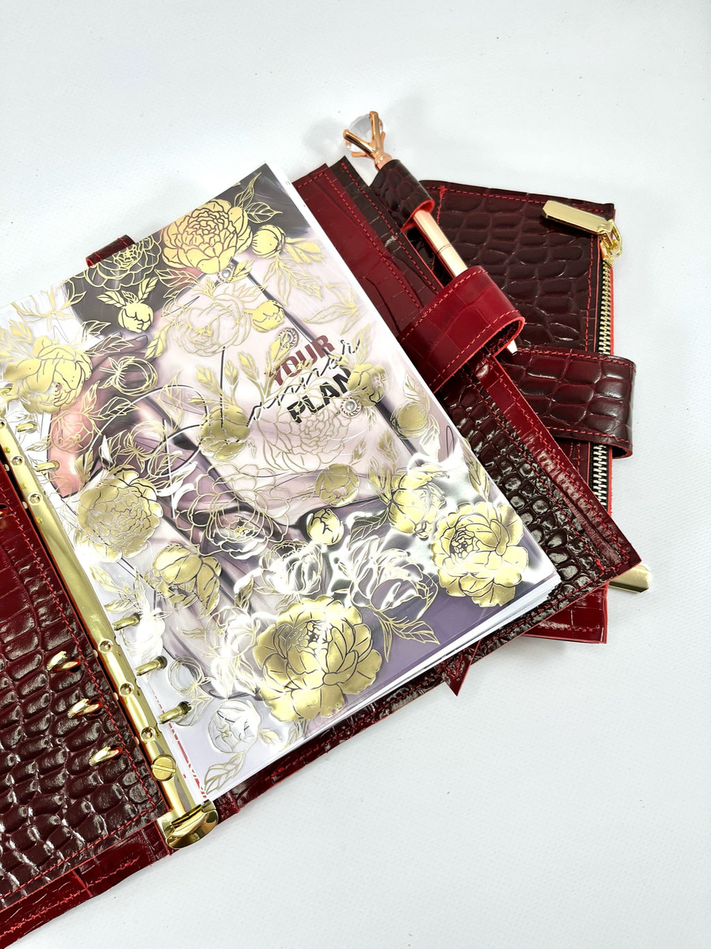 Cyprus, Limassol. Ombré black and red leather planner A5