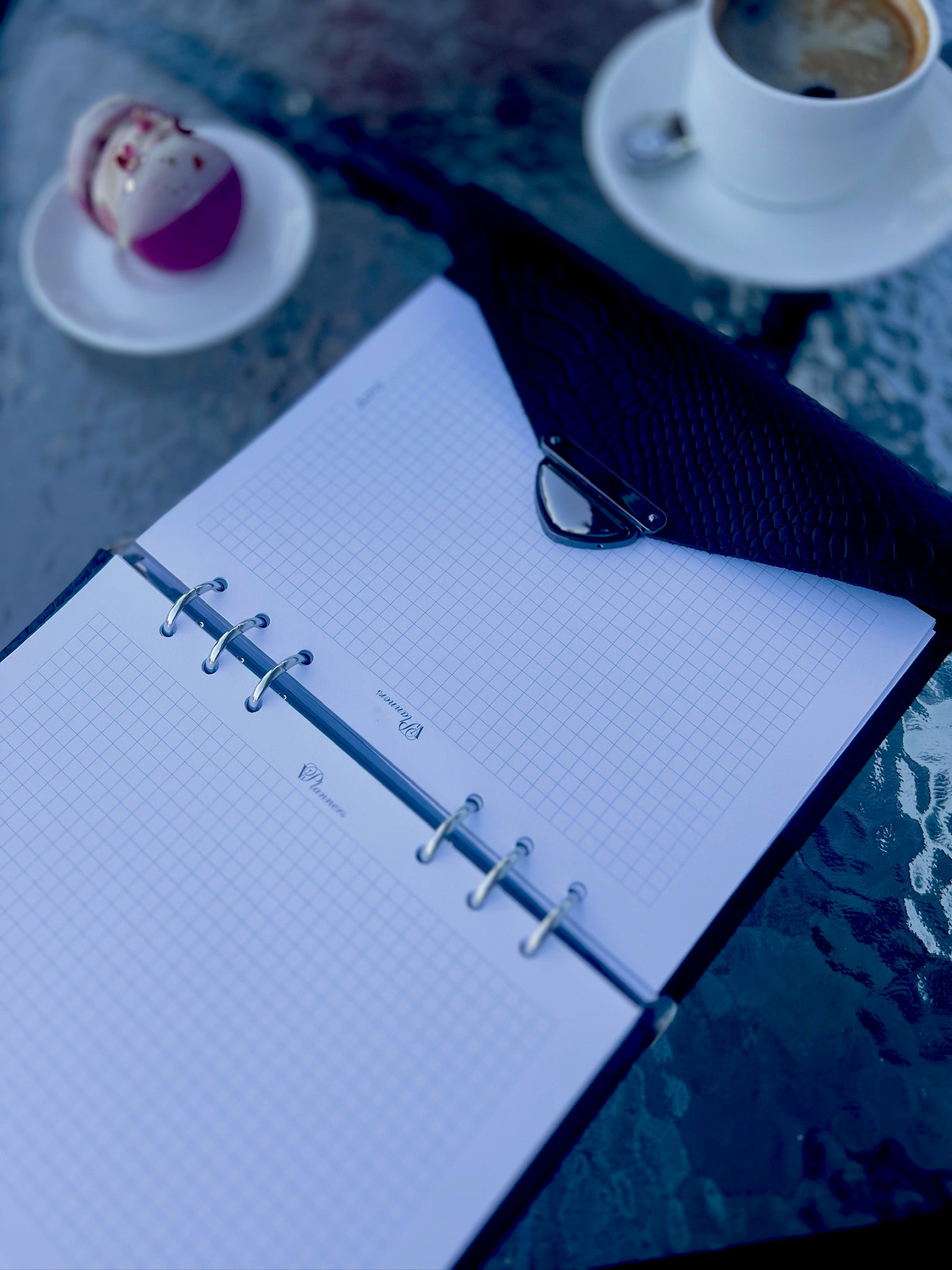 Black leather notebook cover A5.