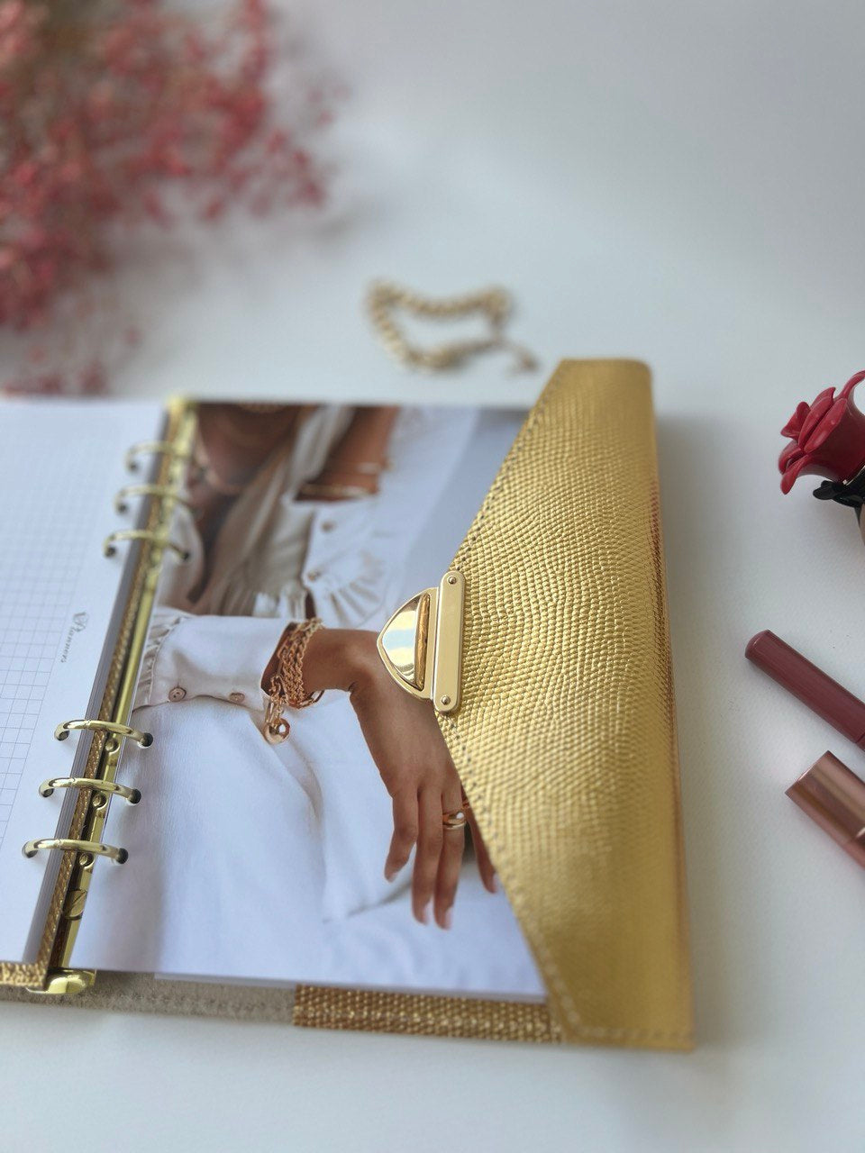 Gold leather planner A5