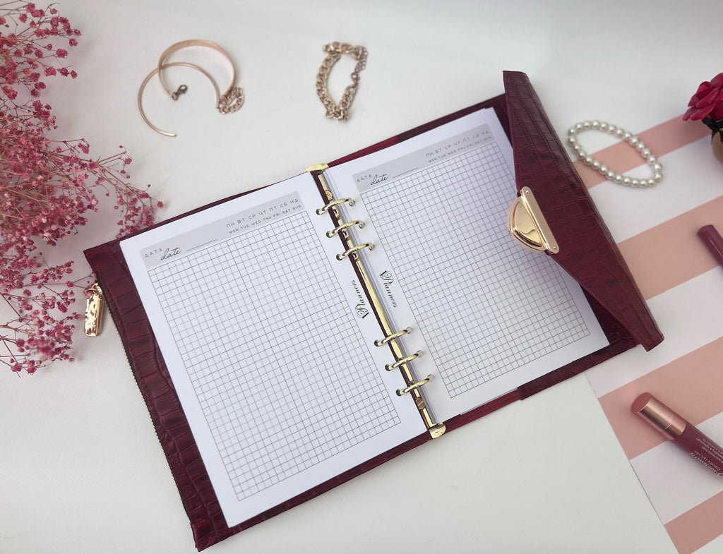 Red leather notebook cover A5