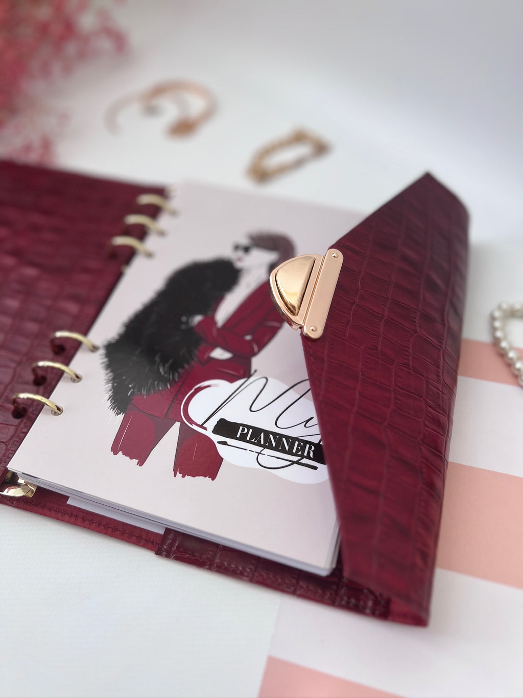 Red leather notebook cover A5