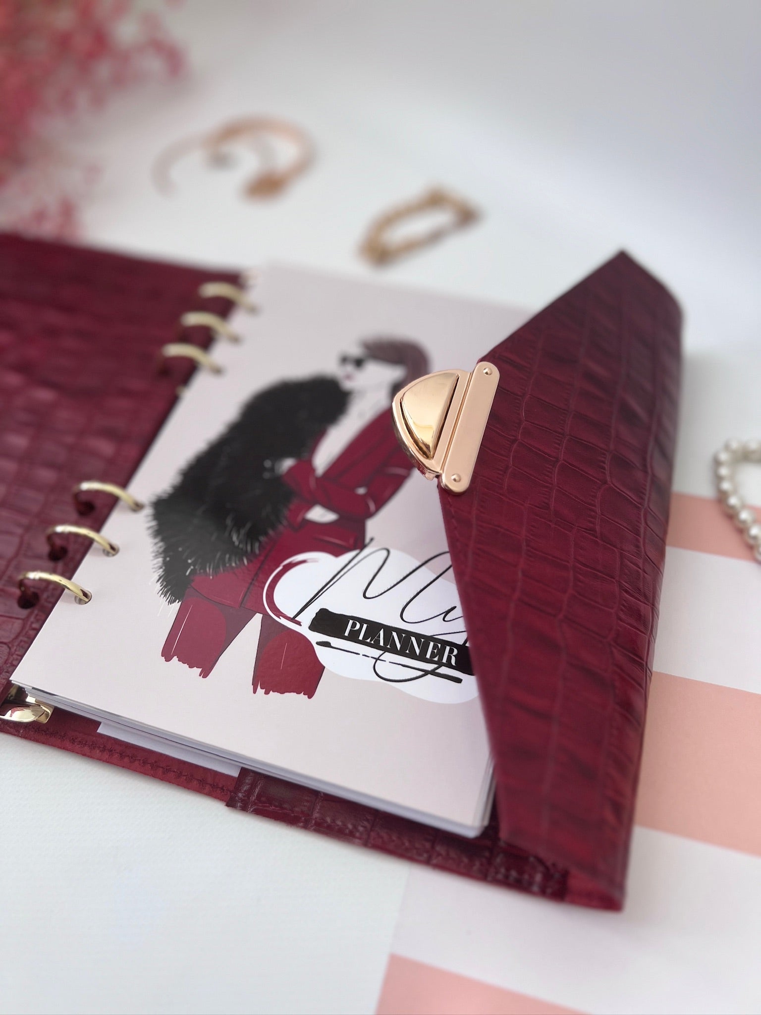 Red leather notebook cover A5