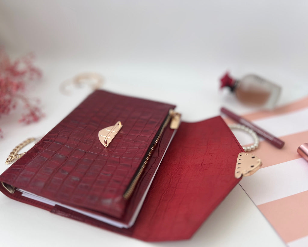 Red leather notebook cover A5