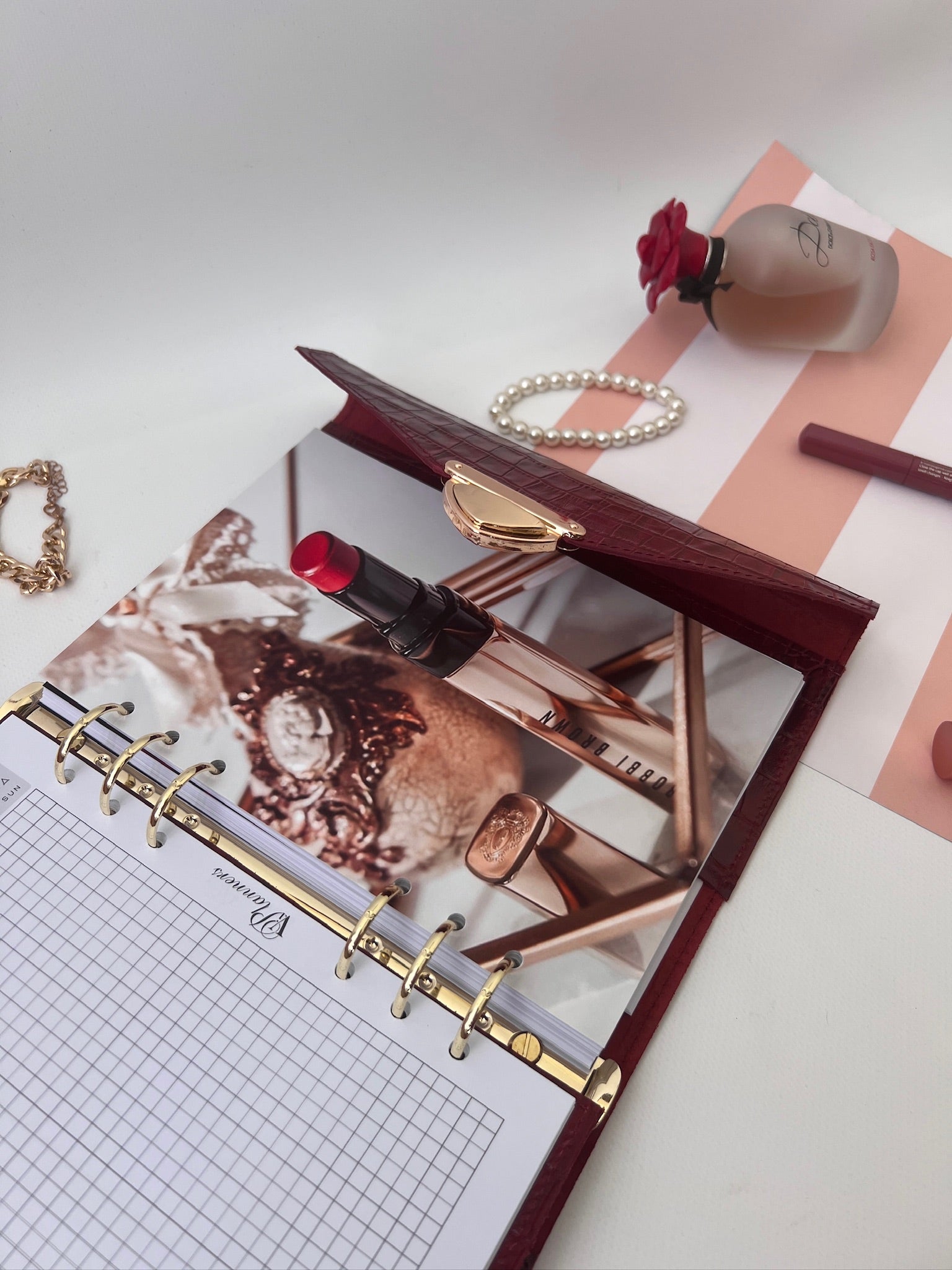 Red leather notebook cover A5