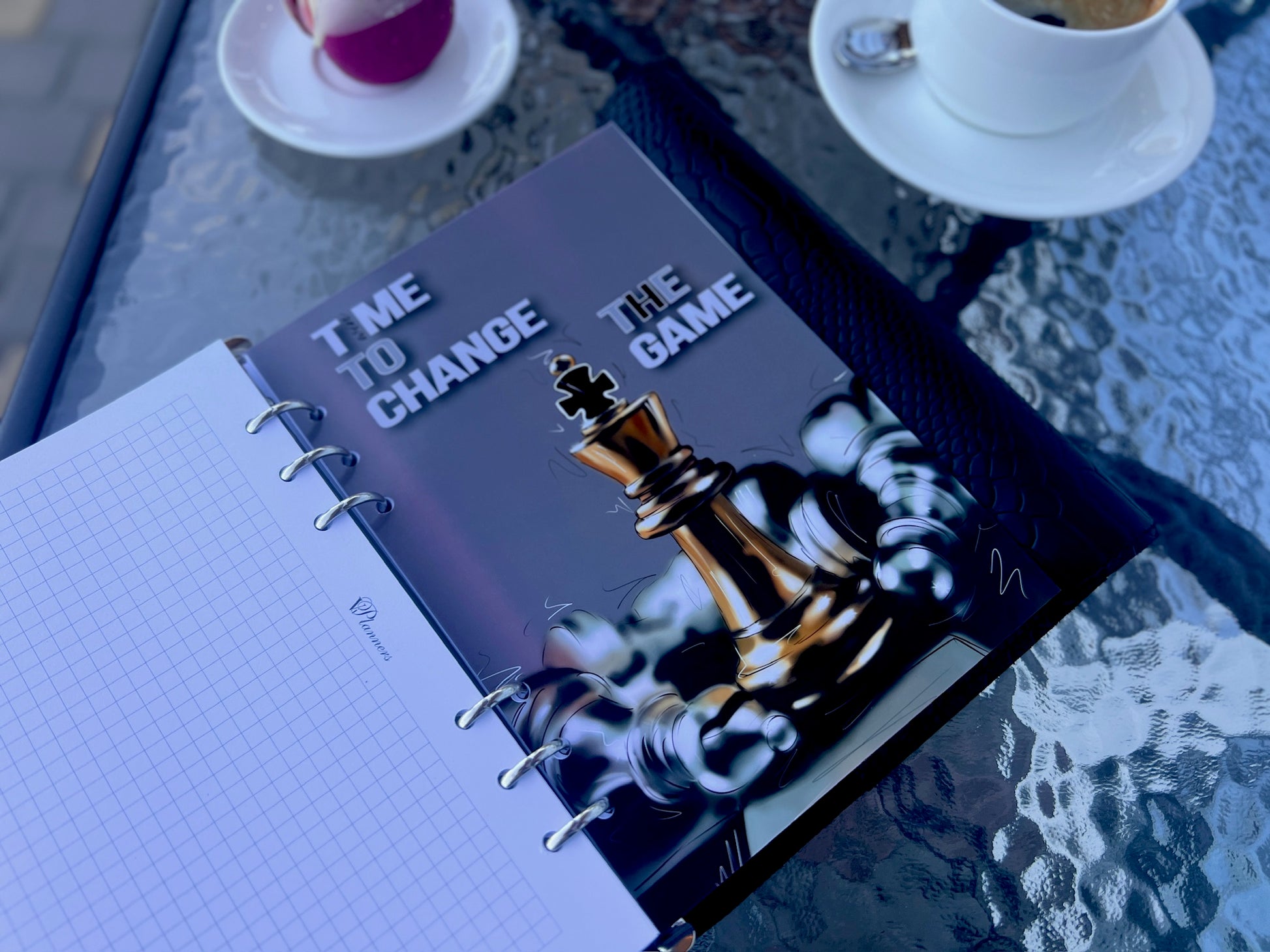 Black leather notebook cover A5.