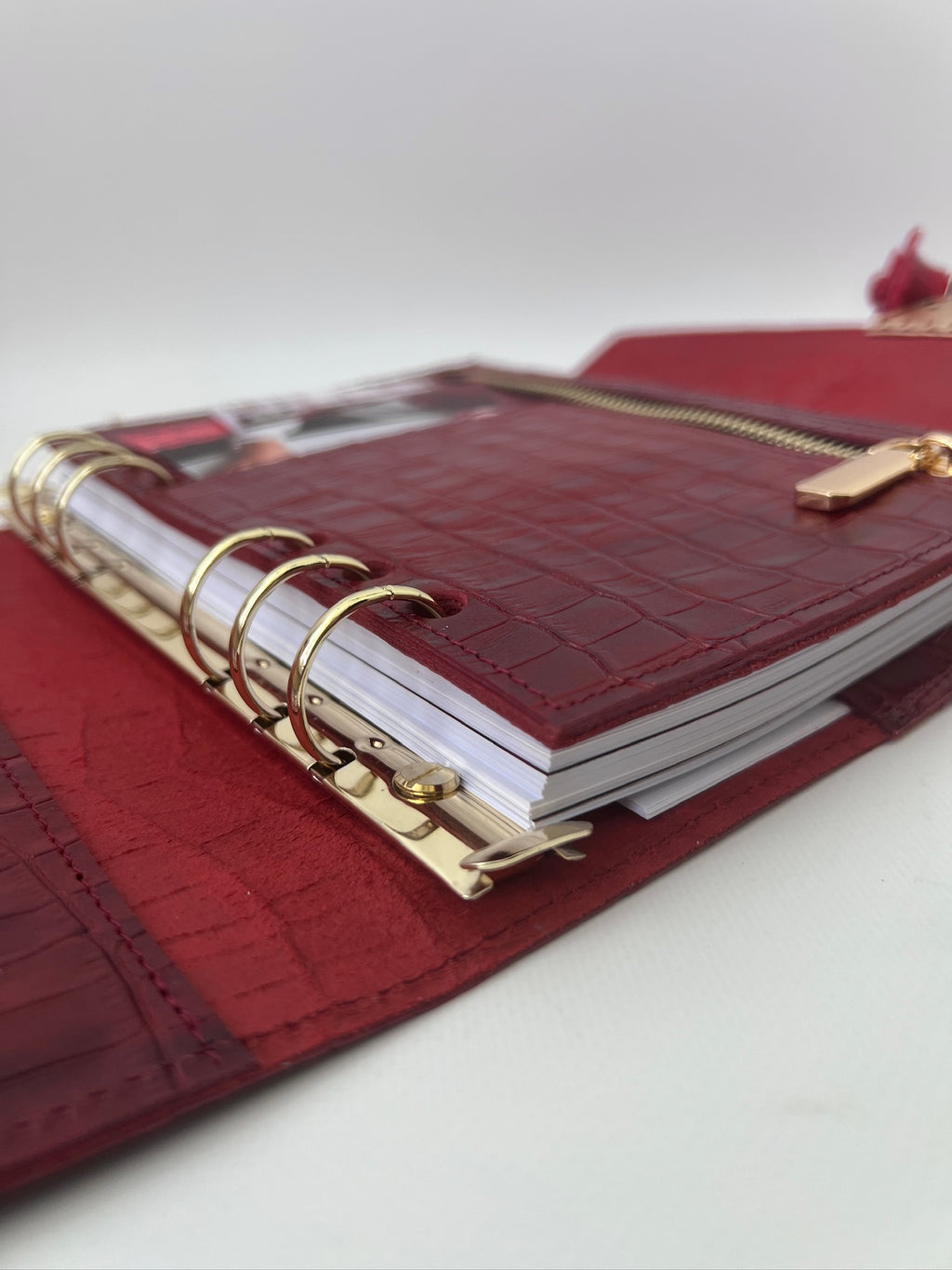 Red leather notebook cover A5