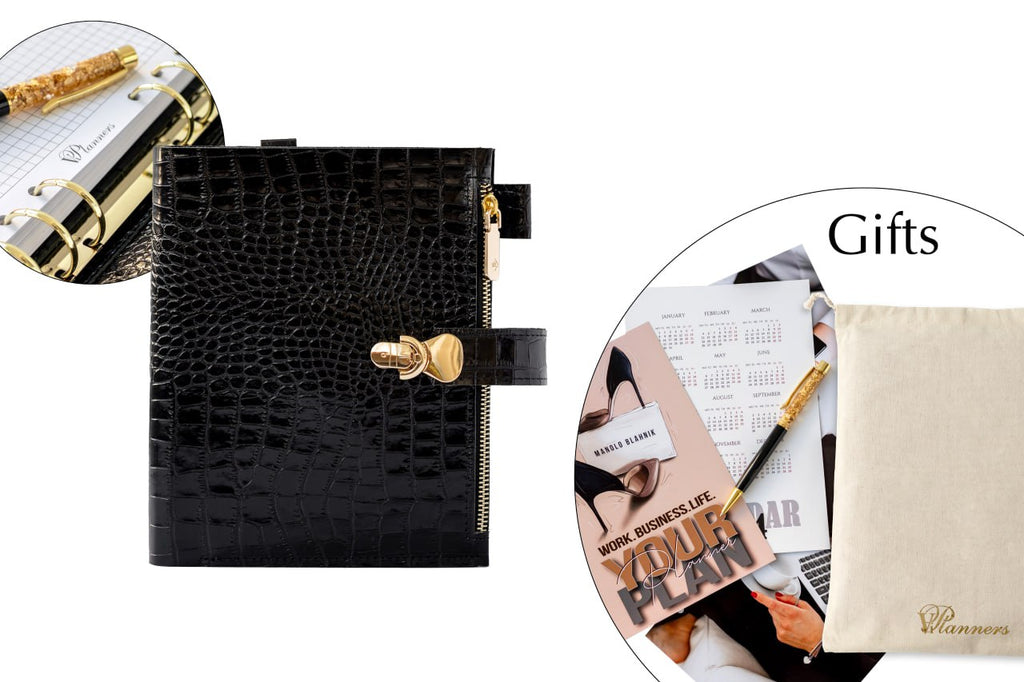 Black leather notebook cover A5 for documents A4 and A5 format.