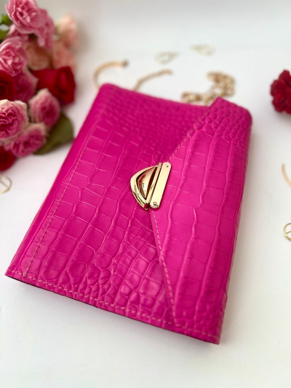 Pink leather notebook cover A5.