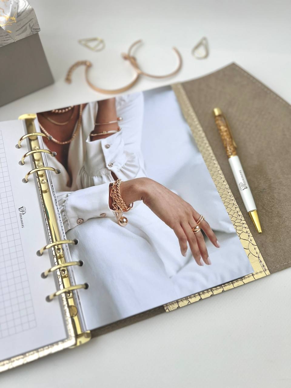 Gold leather planner A5