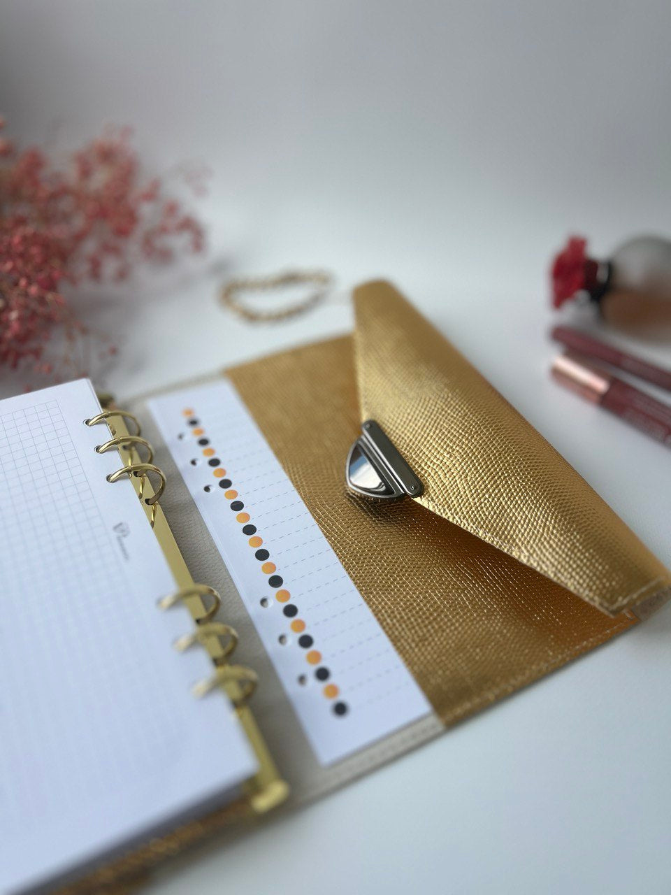 Gold leather planner A5