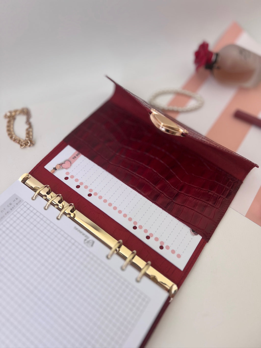 Red leather notebook cover A5