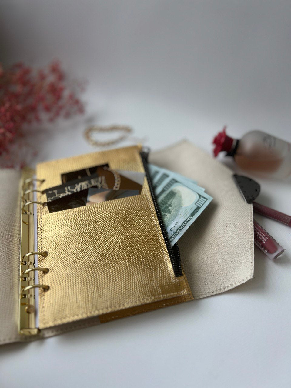 Gold leather planner A5