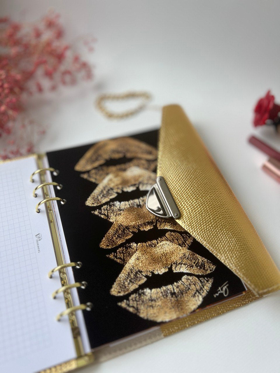 Gold leather planner A5