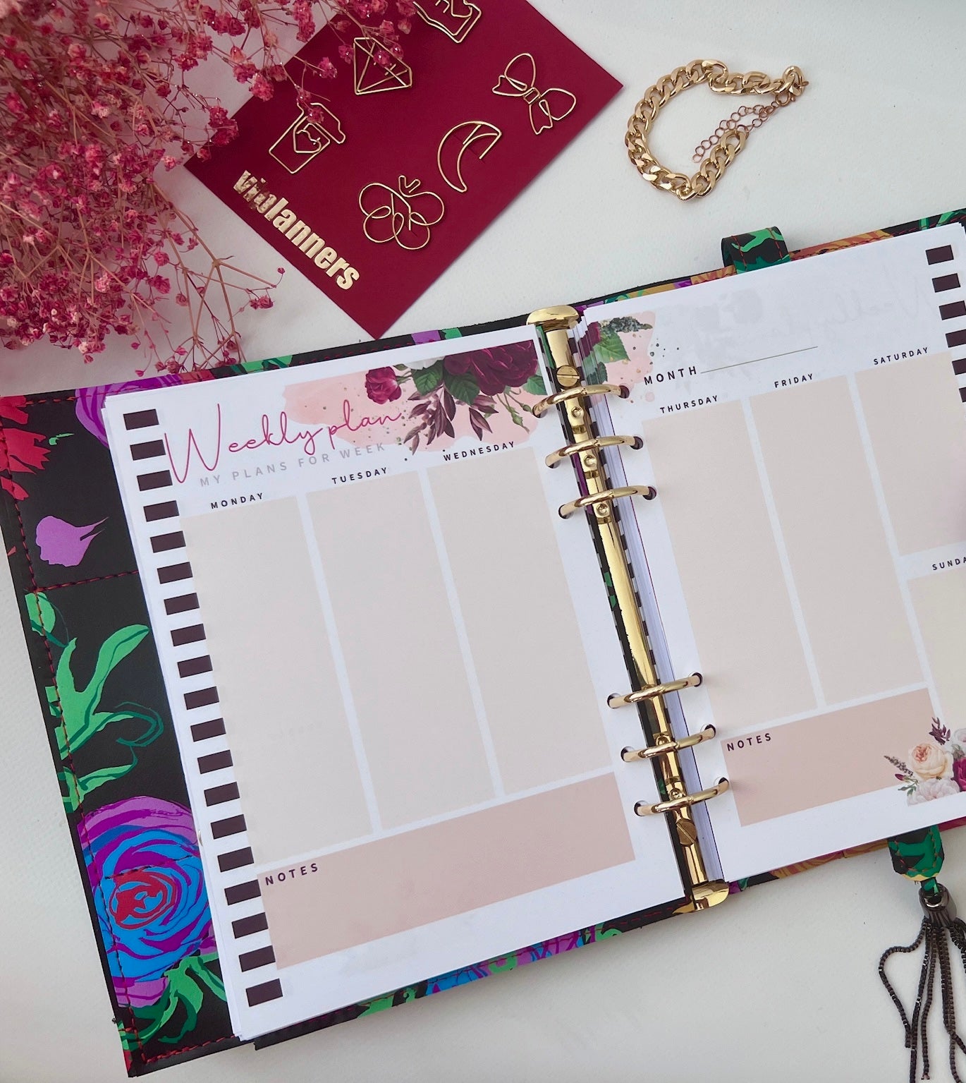 Cyprus, Limassol Flowers leather planner A5