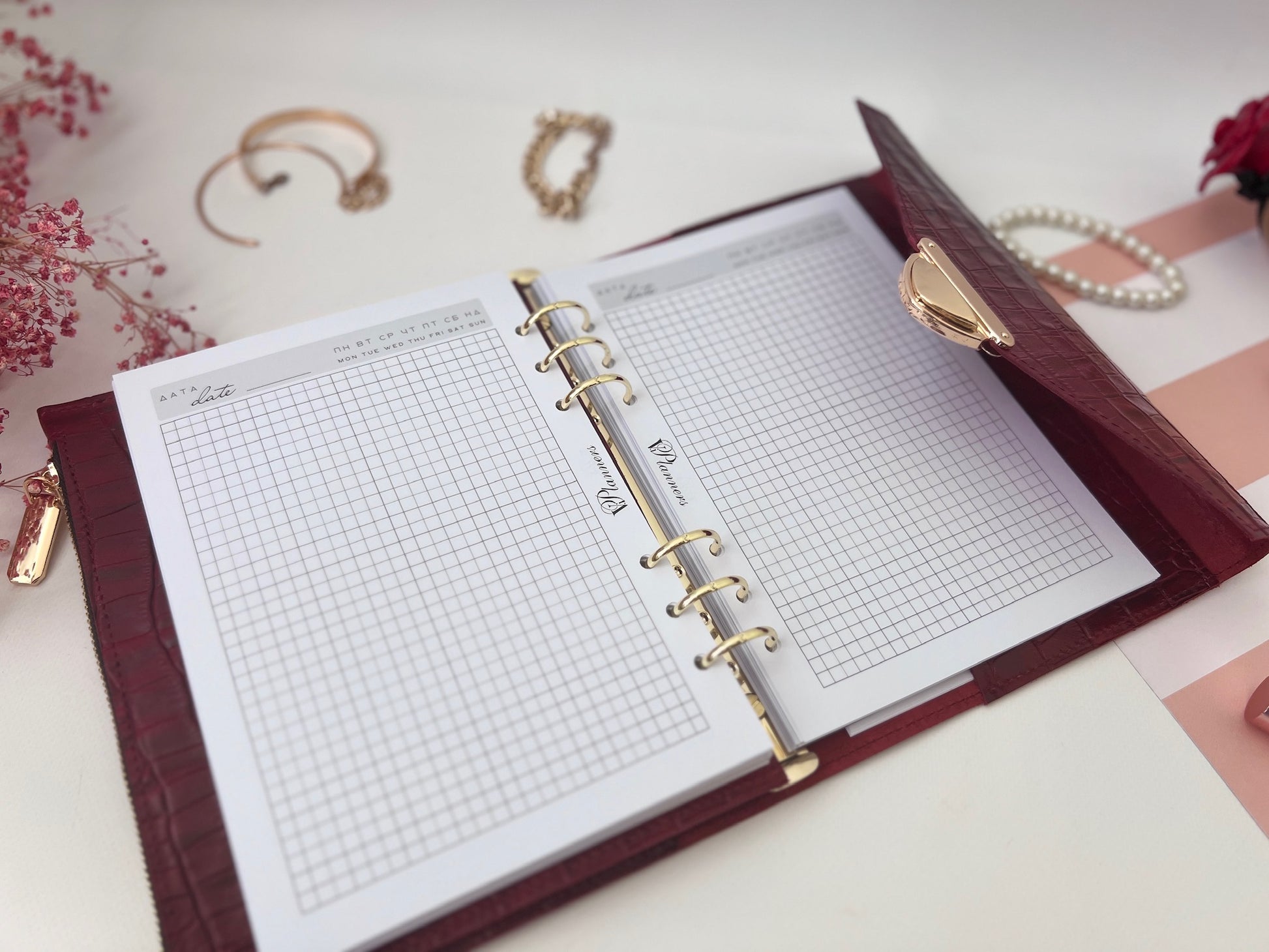 Red leather notebook cover A5