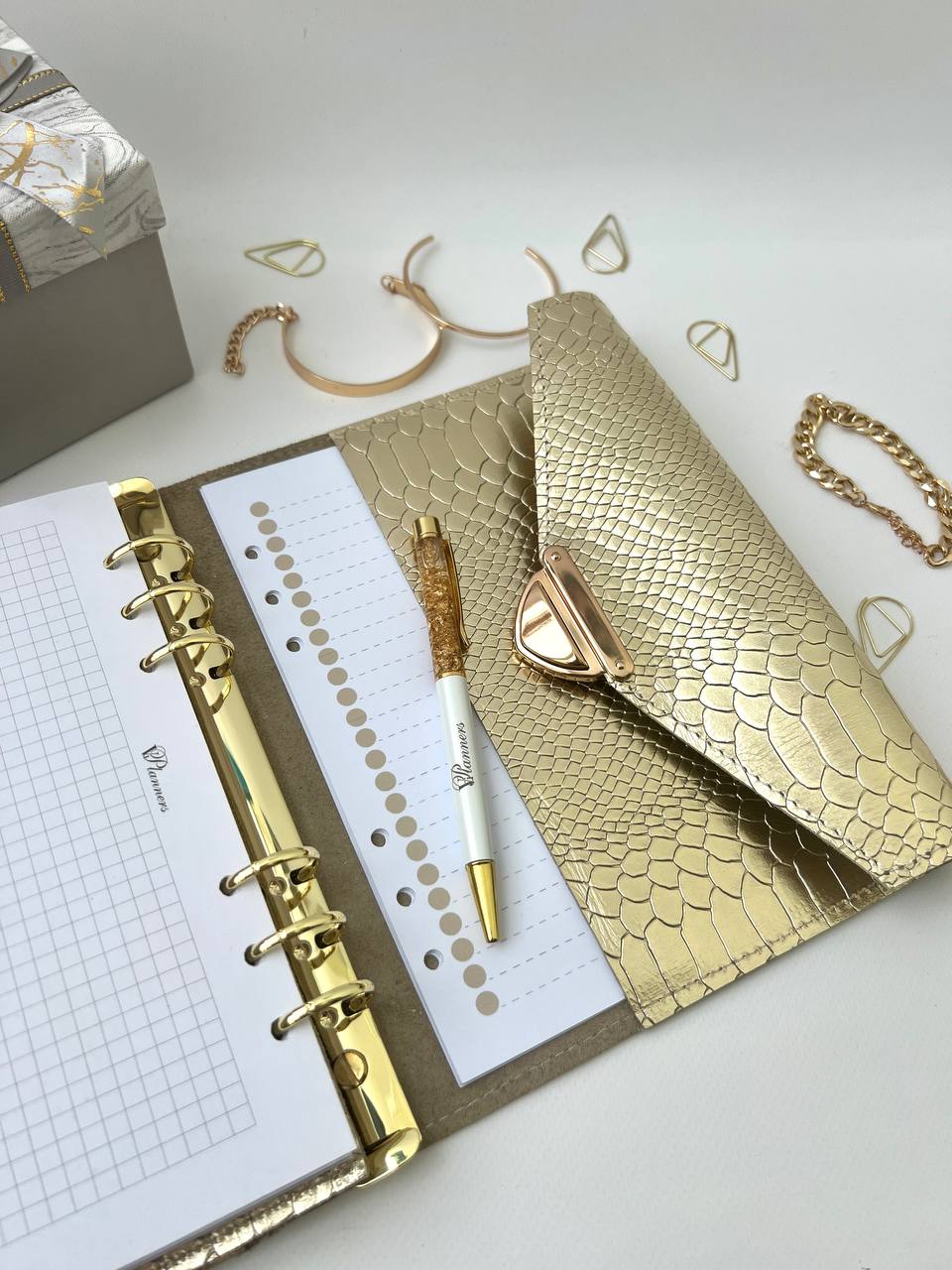 Gold leather planner A5