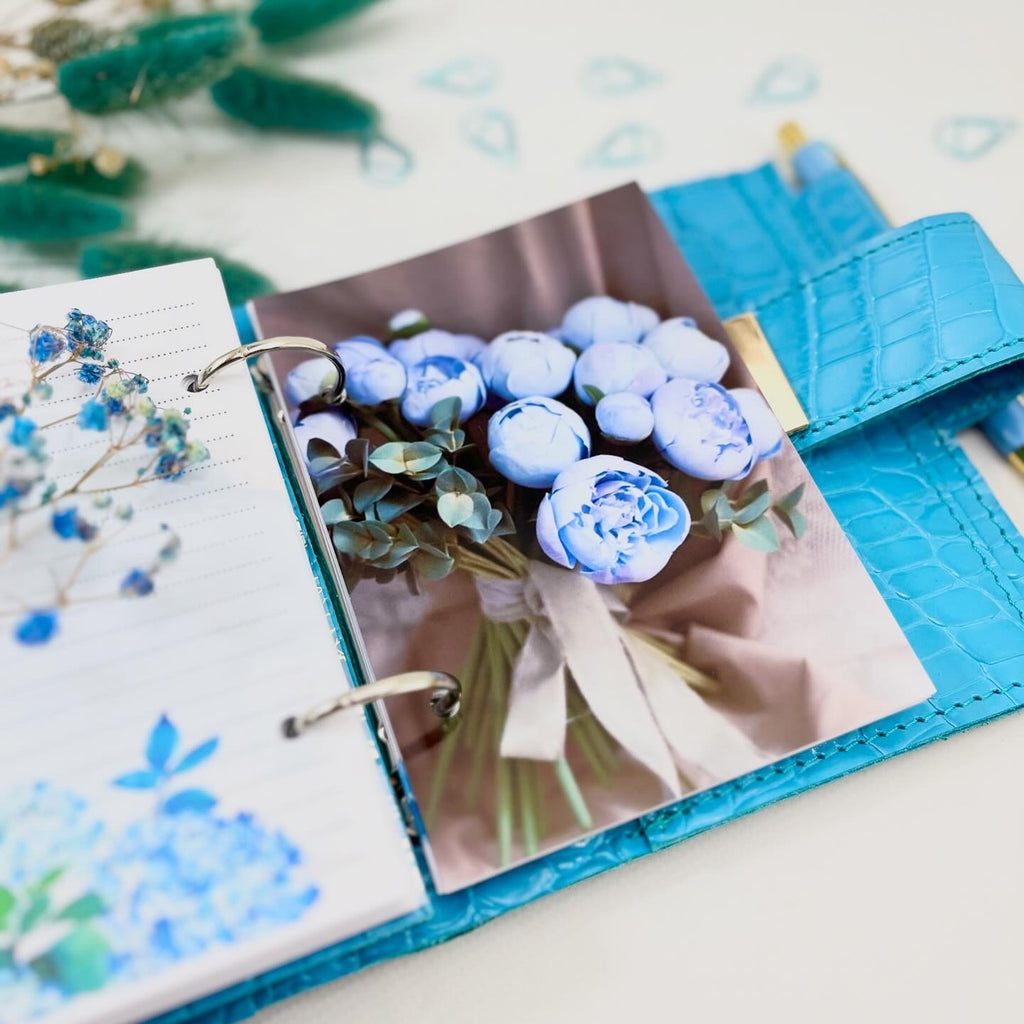 Leather Planner A7,mini  Planner, A7 binder, Ringbuch a7, Leather template, A7 ring binder, notepad for small handbag.