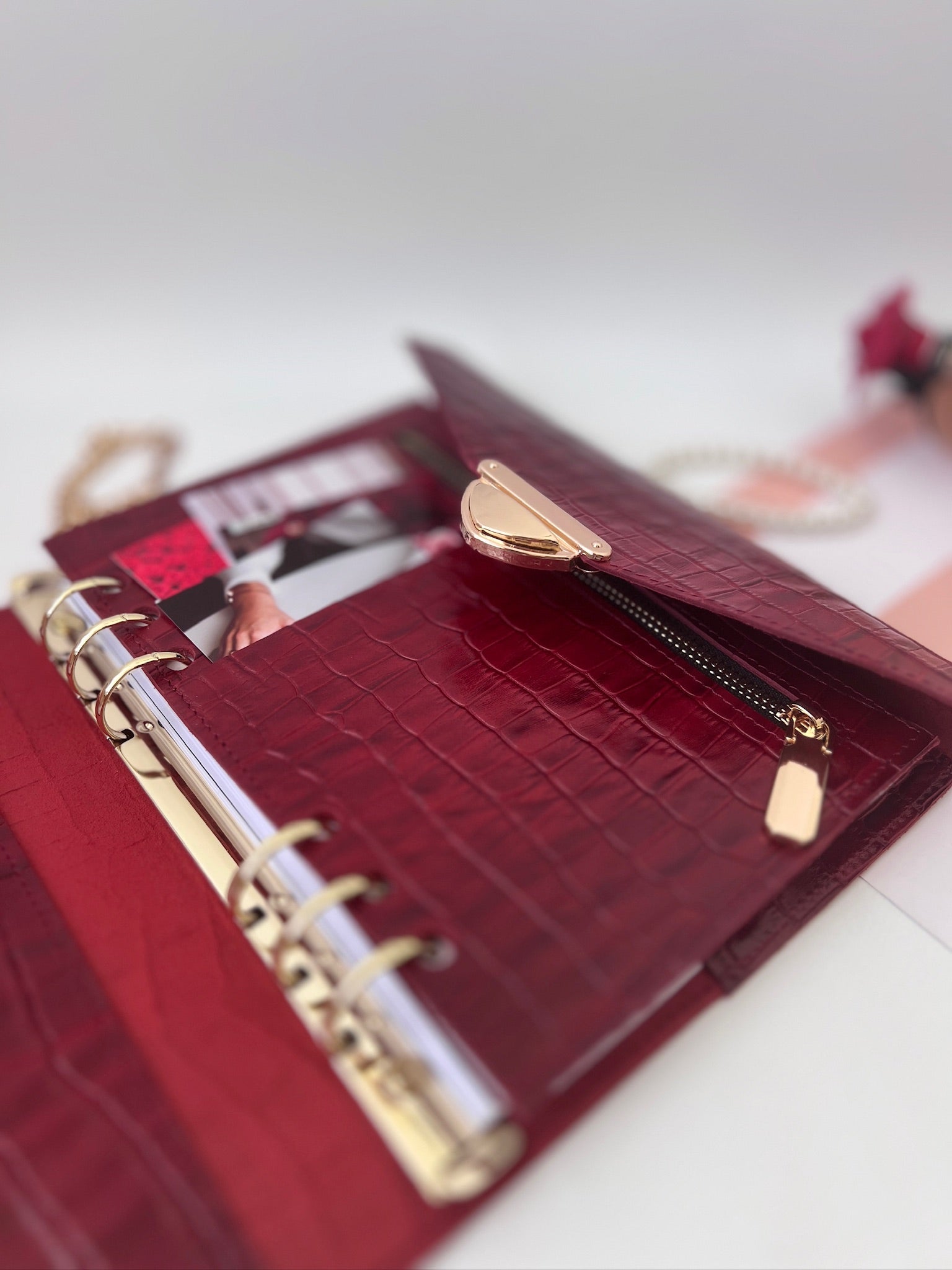 Red leather notebook cover A5