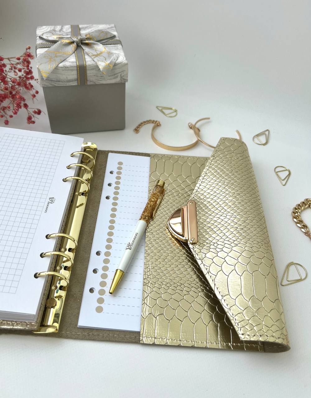 Gold leather planner A5