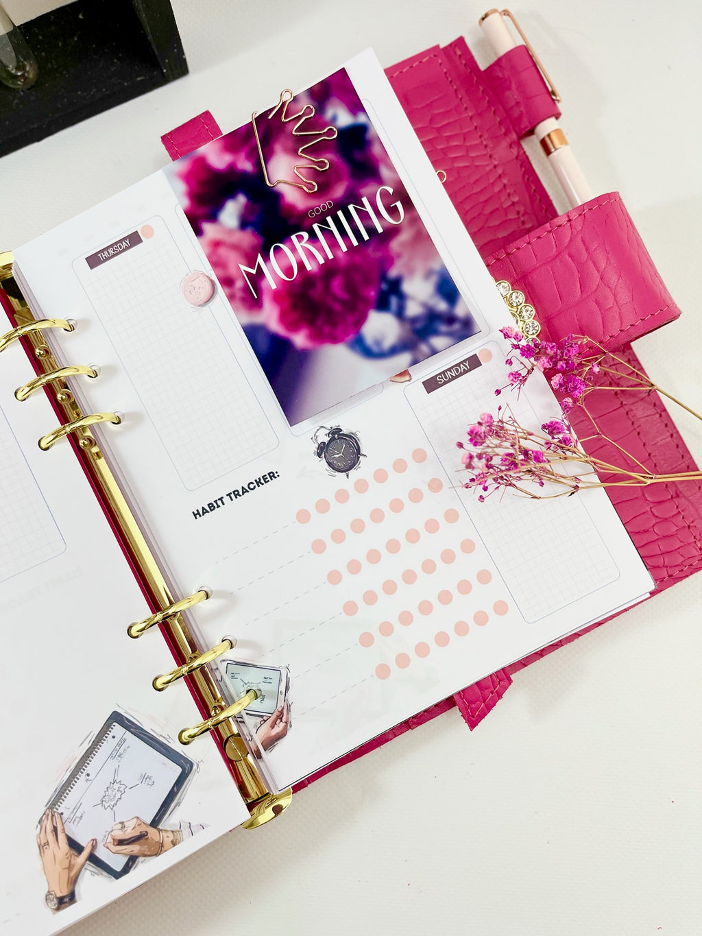 Pink leather notebook cover A5 for documents A4 and A5 format.