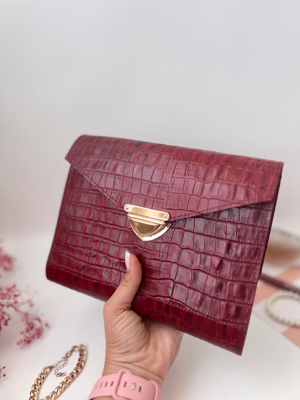 Red leather notebook cover A5