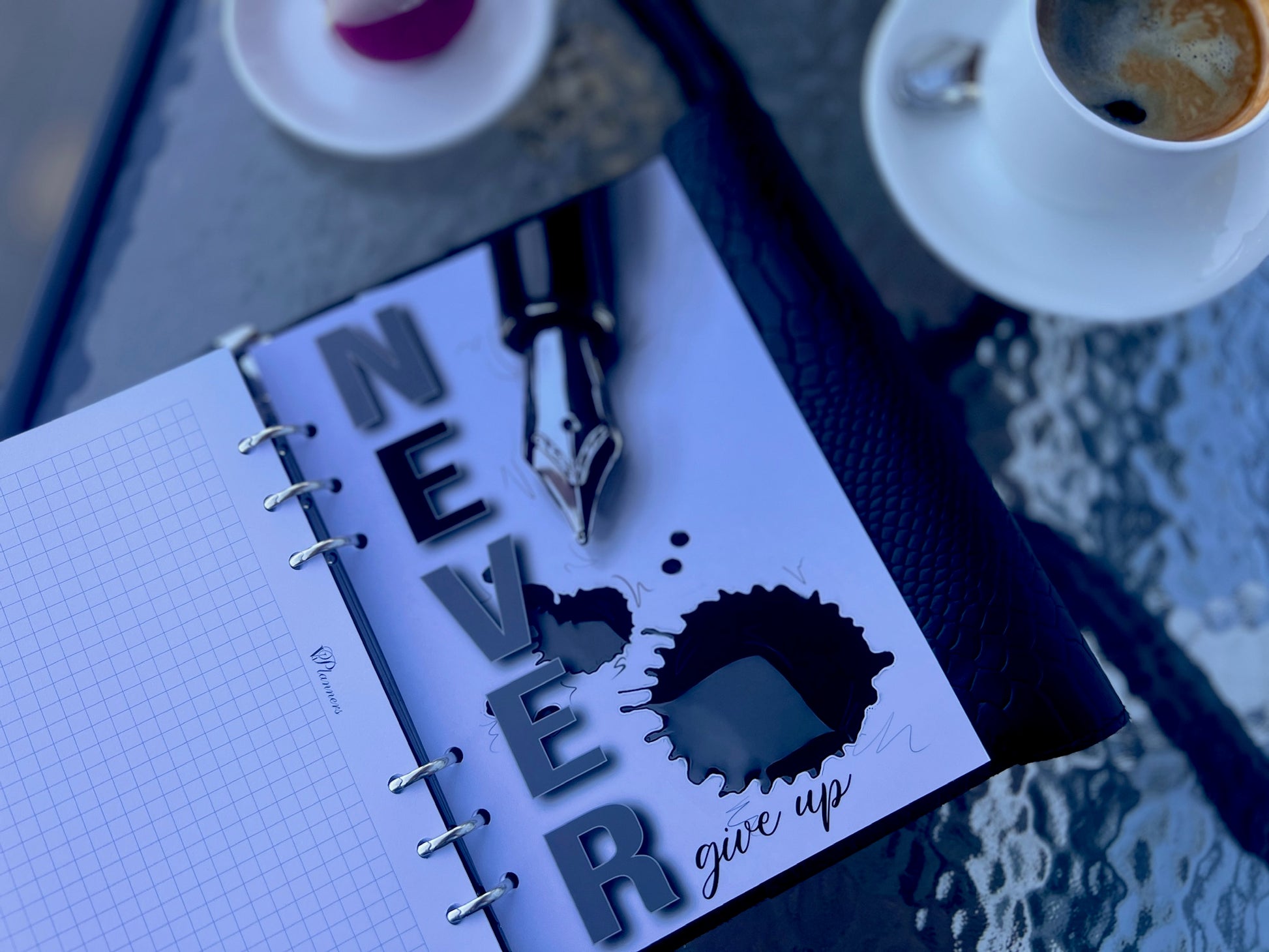 Black leather notebook cover A5.