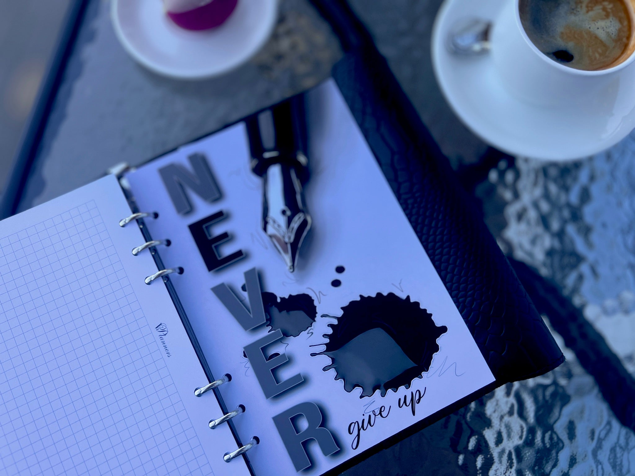 Black leather notebook cover A5.