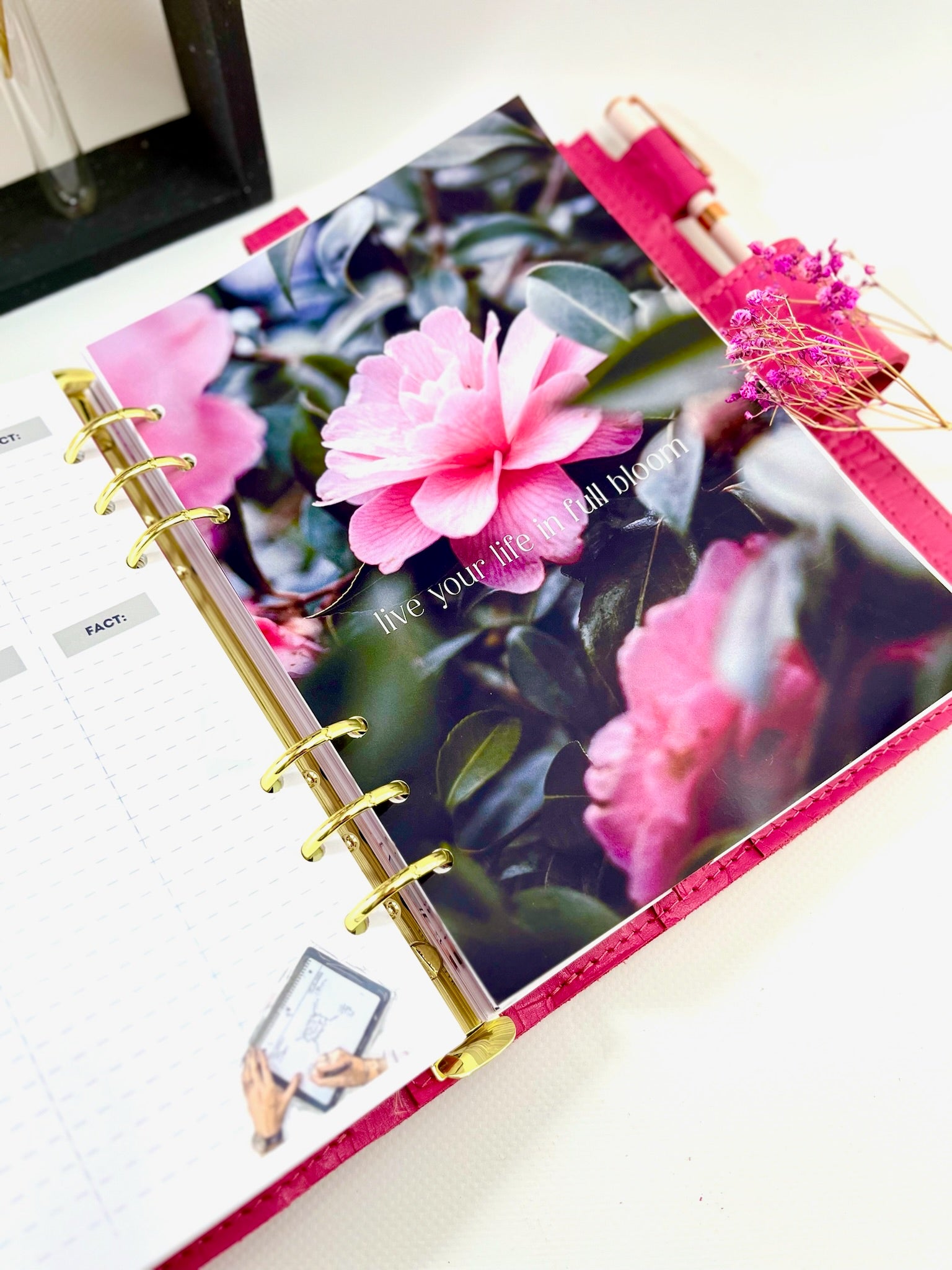 Ροζ δερμάτινο εξώφυλλο σημειωματάριου A5 για έγγραφα μεγέθους A4 και A5.
