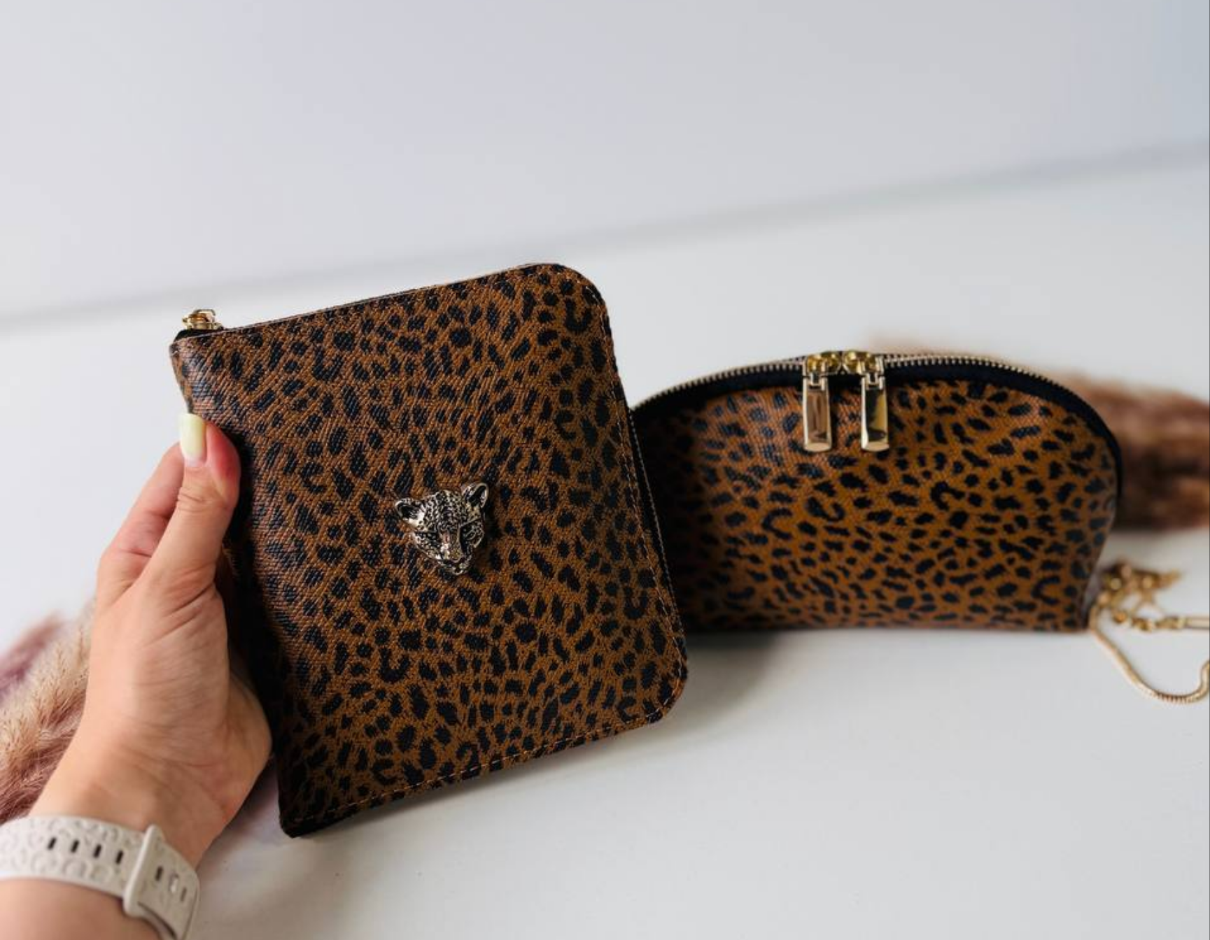 Leopard leather notebook A7 gift set. Limited edition.