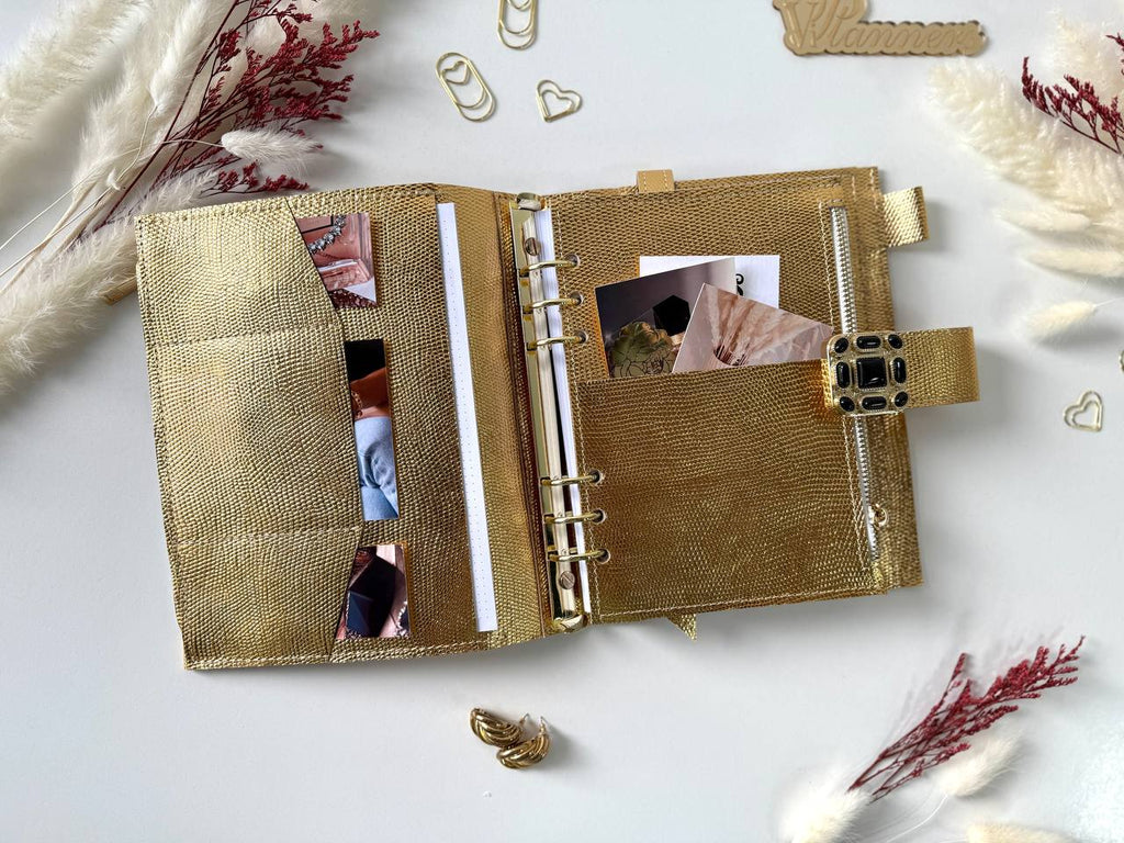 Cyprus, Limassol. Gold leather planner A5.