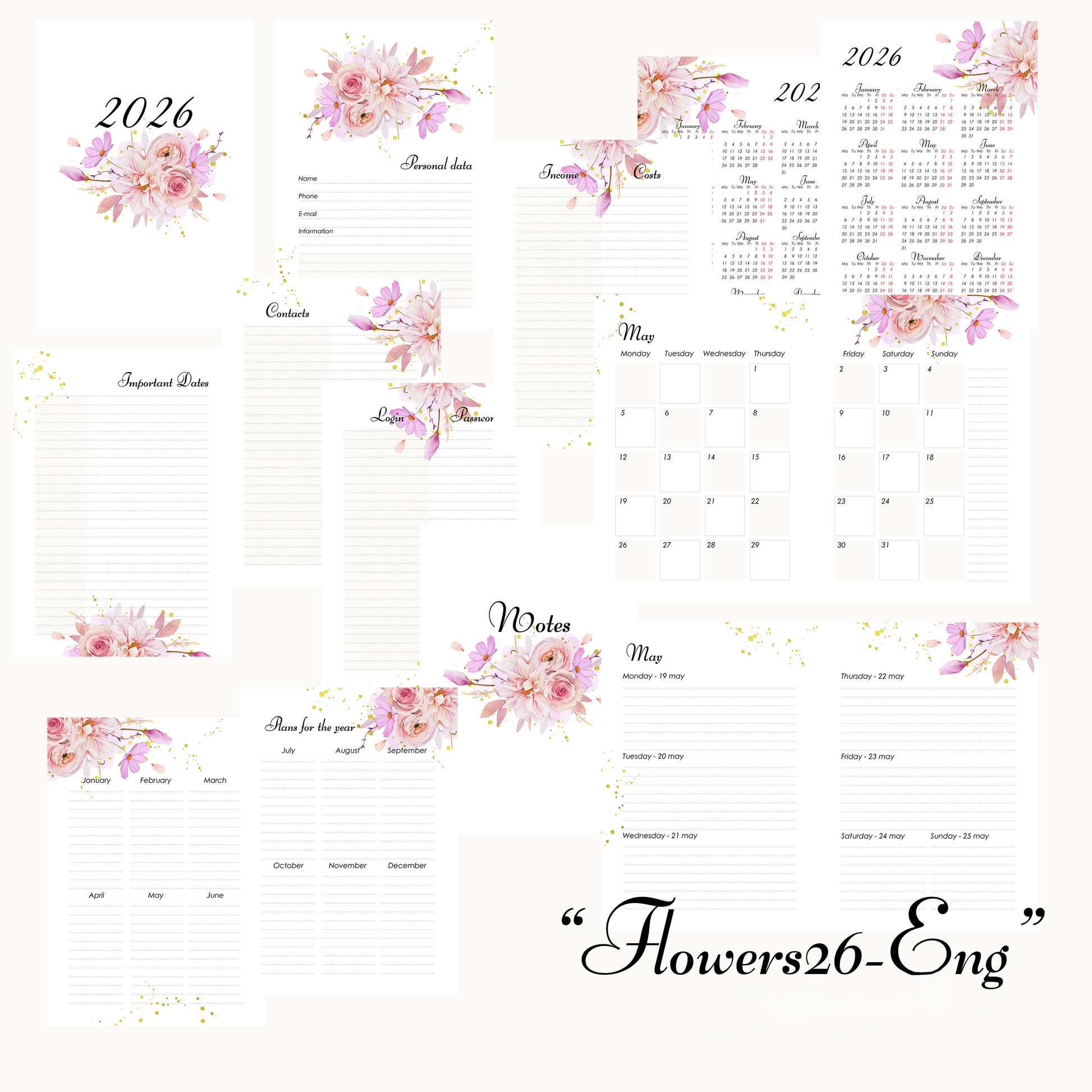 Natural Italian Leather hot Pink Planner A5, Ringbuch a5, Leather template, A5 ring binder,Binder a5,Leather wallet template,Binder wallet.