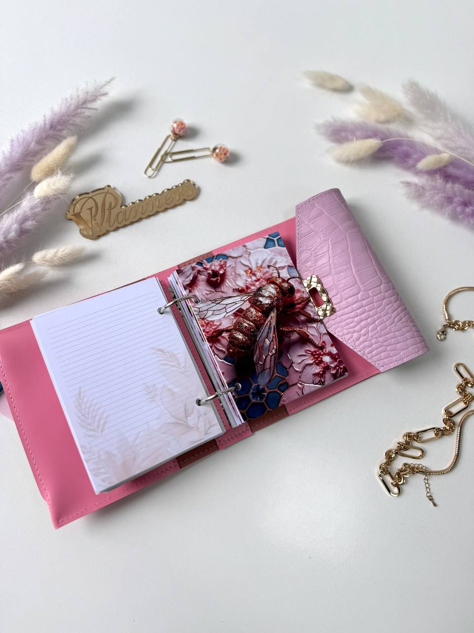 Leather mini notebook cover A7 binder,Planner A7 binder personal size, leather planner, planner binder 2 rings, time diary for work