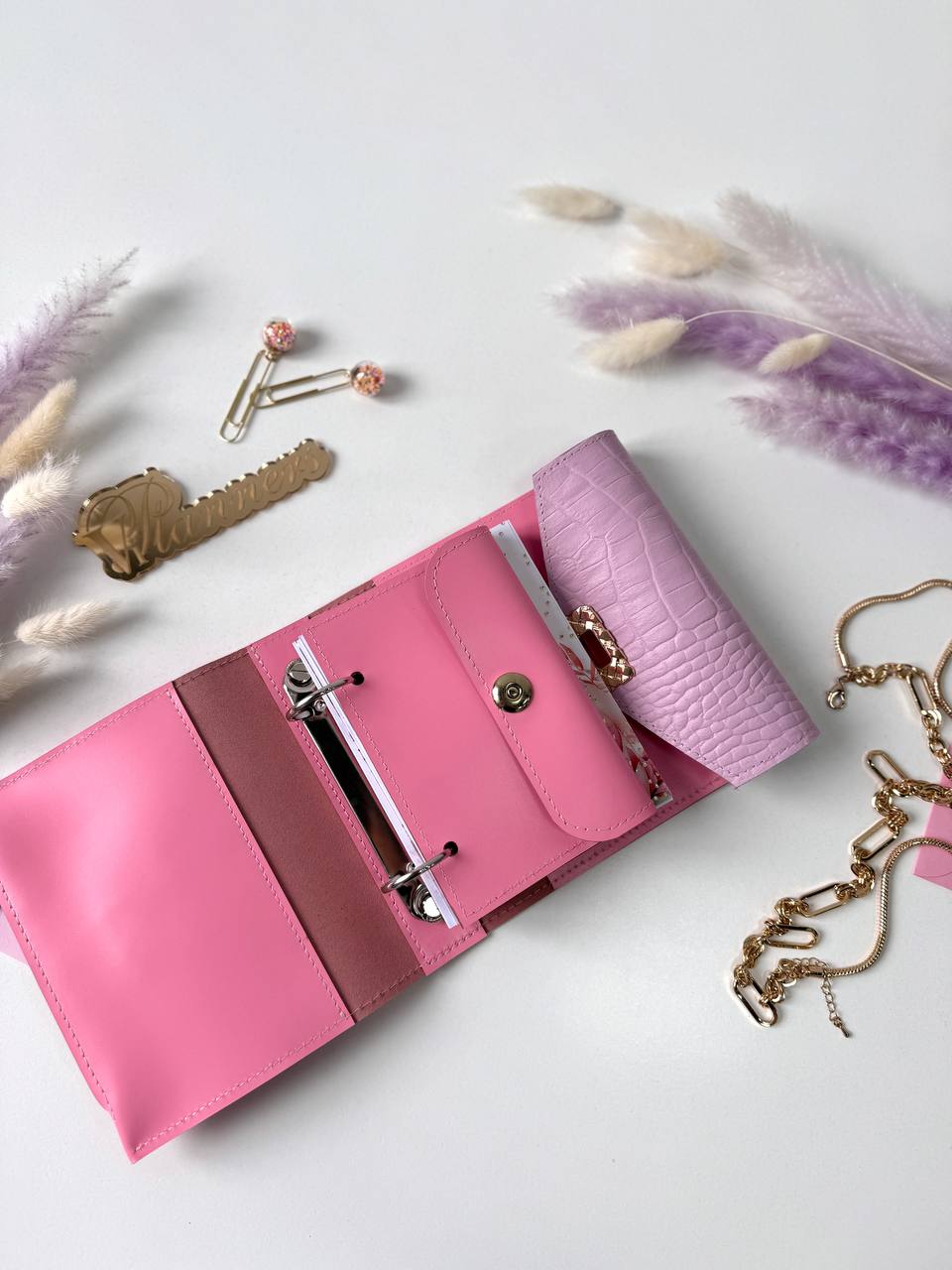 Leather mini notebook cover A7 binder,Planner A7 binder personal size, leather planner, planner binder 2 rings, time diary for work