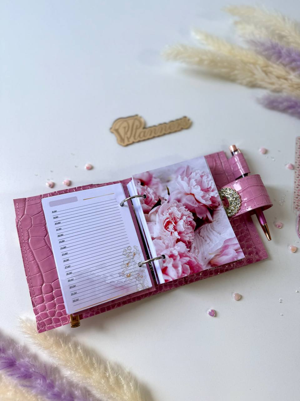 Leather mini notebook cover A7 binder,Planner A7 binder personal size, leather planner, planner binder2 rings, time diary for work