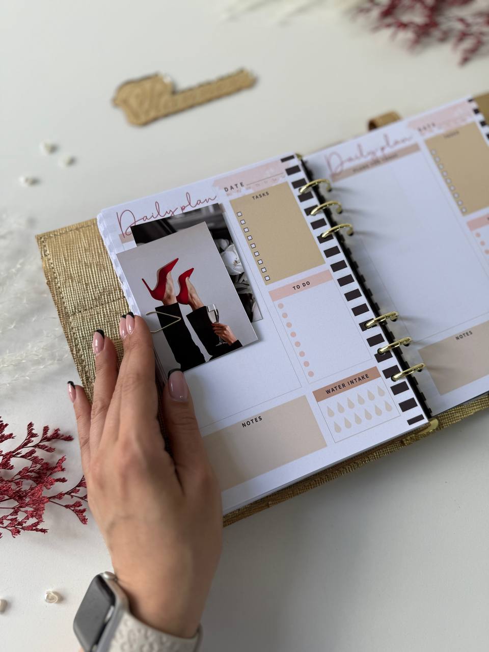 Gold leather notebook cover A5. Natural Italian Leather gold Planner A5.