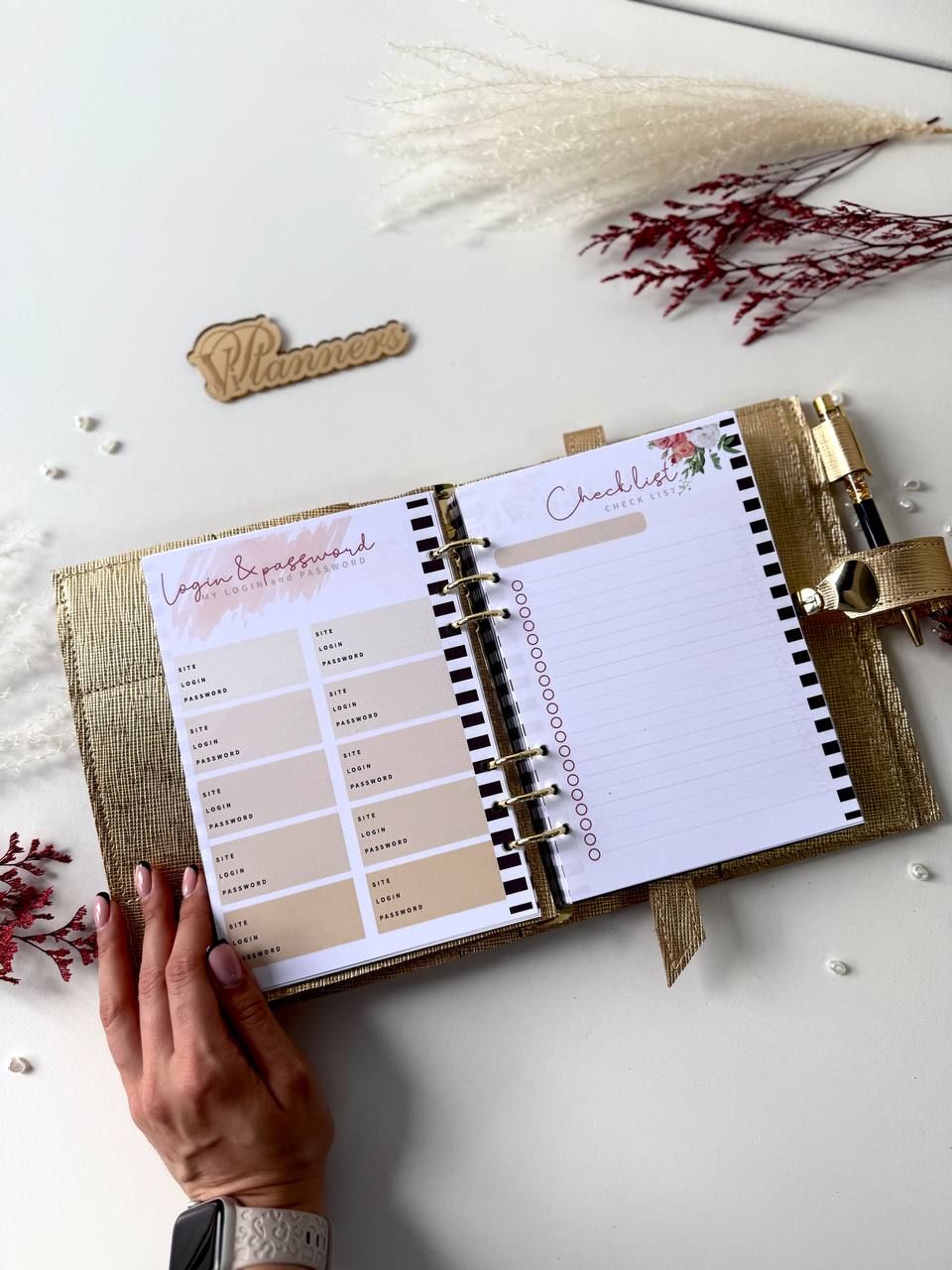 Gold leather notebook cover A5. Natural Italian Leather gold Planner A5.