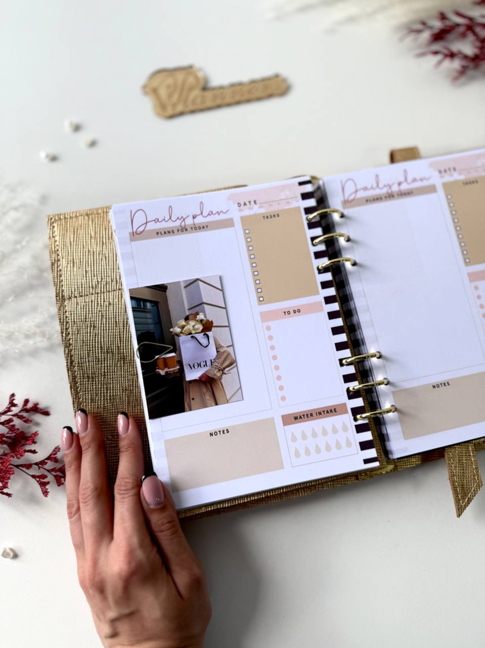 Gold leather notebook cover A5. Natural Italian Leather gold Planner A5.