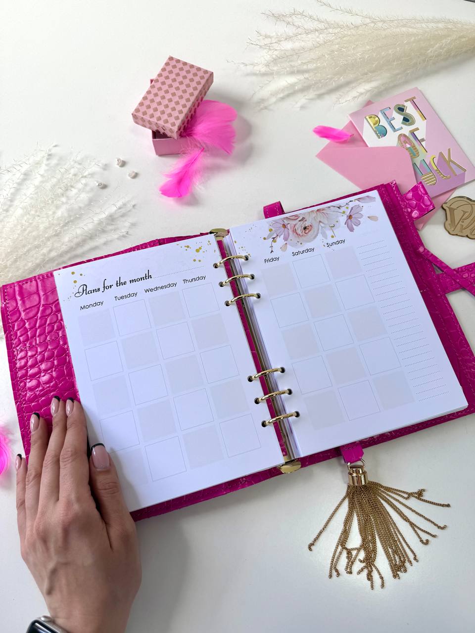 Natural Italian Leather hot Pink Planner A5, Ringbuch a5, Leather template, A5 ring binder,Binder a5,Leather wallet template,Binder wallet.