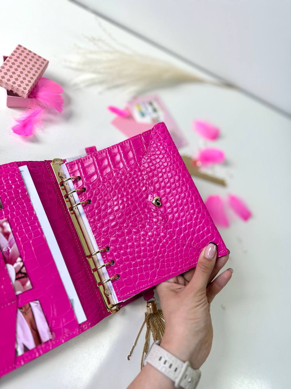 Vivid Pink A5 Leather Notebook Cover