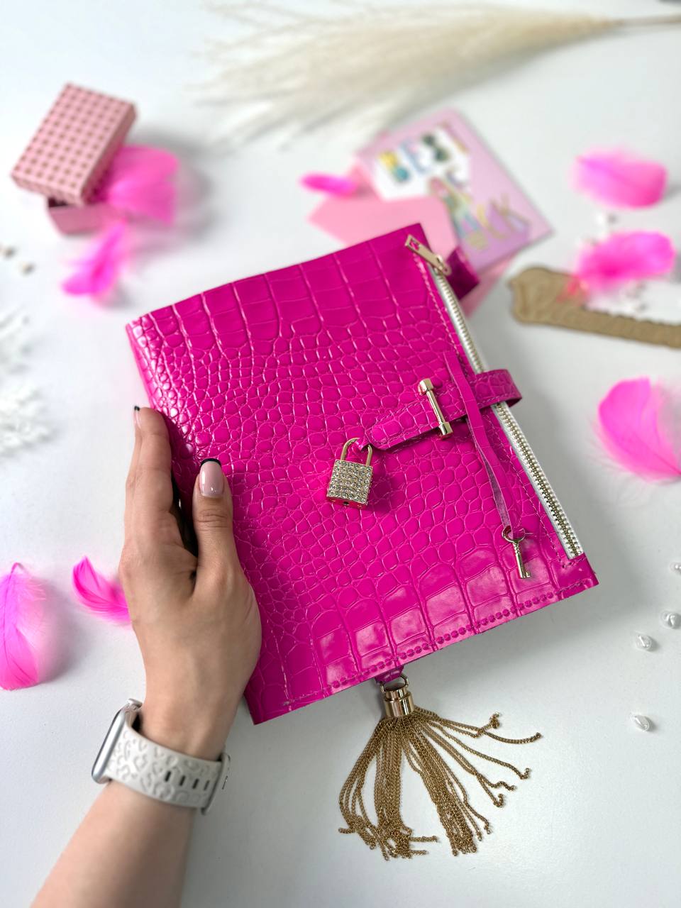 Vivid Pink A5 Leather Notebook Cover