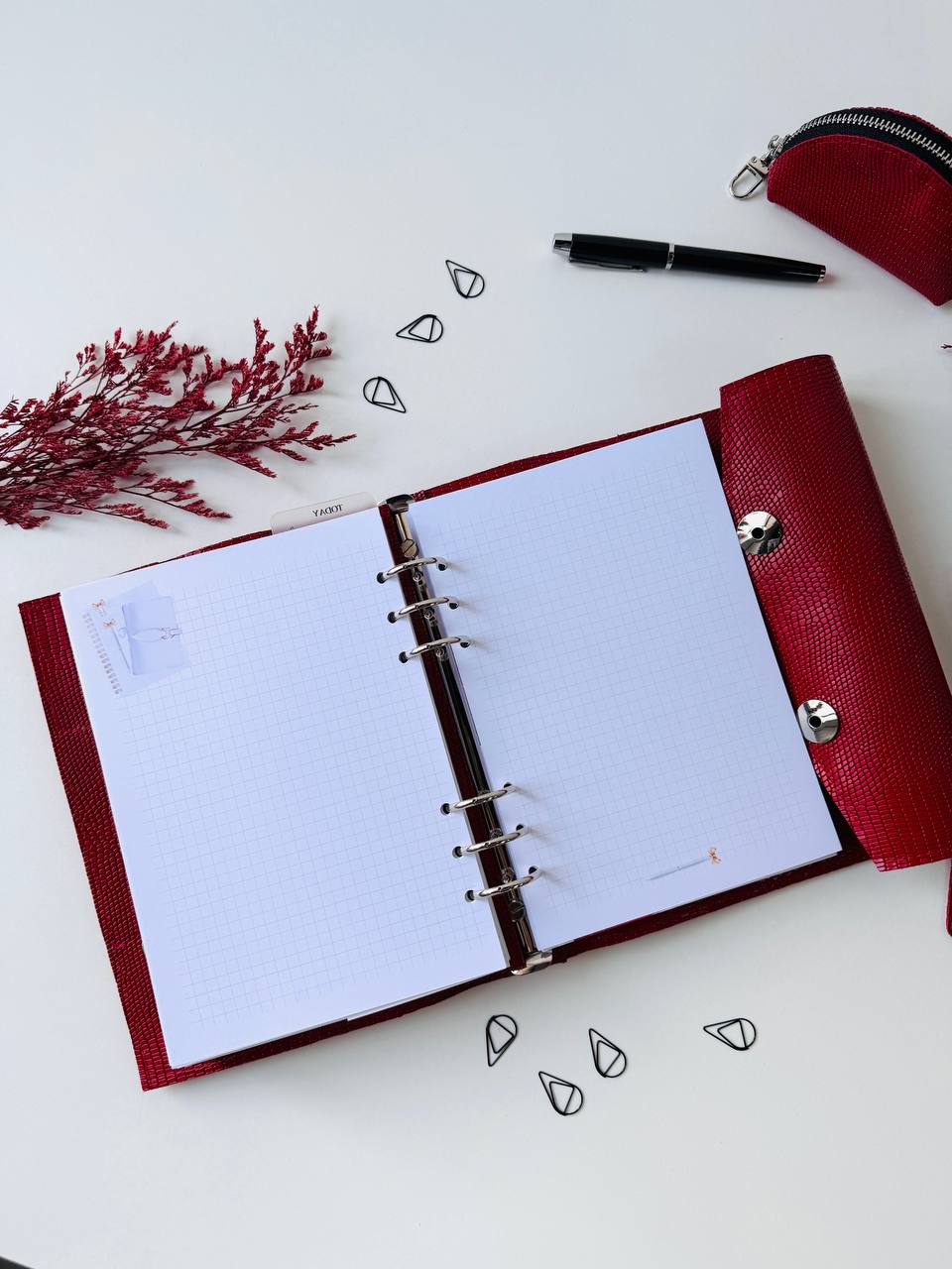 Leather Red Gift set notebook cover A5 with pencil case and mini case.