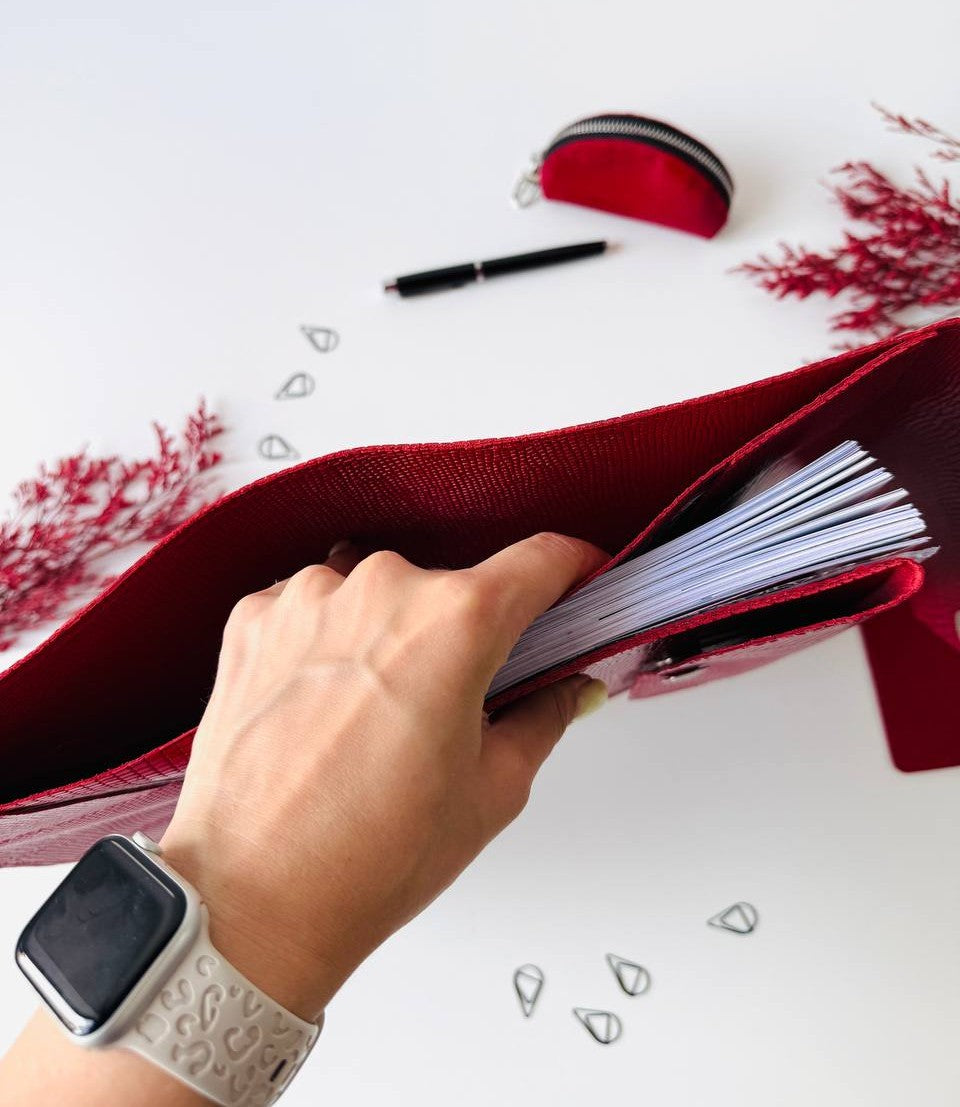 Leather Red Gift set notebook cover A5 with pencil case and mini case.